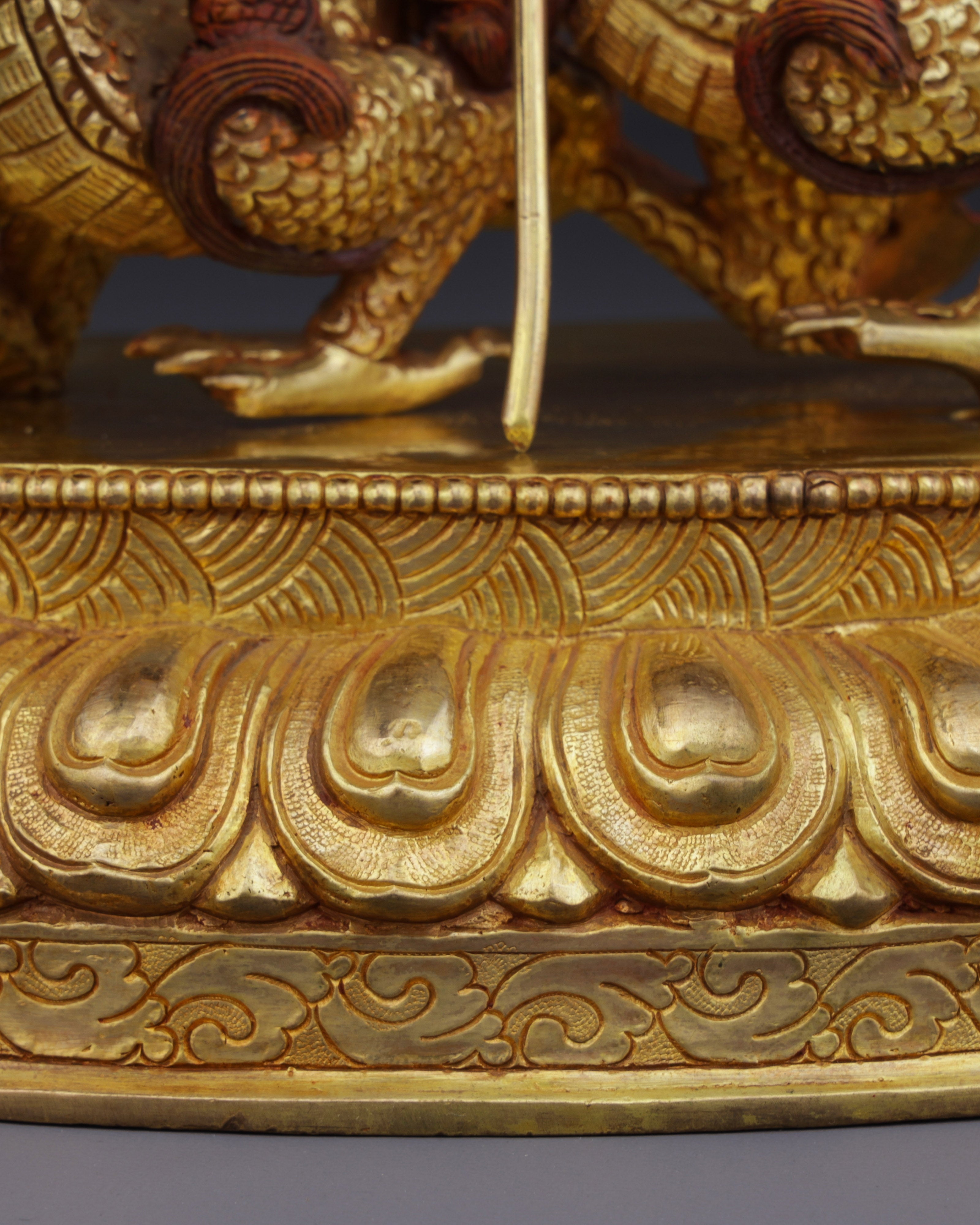 Sacred Guardian of Prosperity | Handcrafted White Dzambhala on Dragon Statue