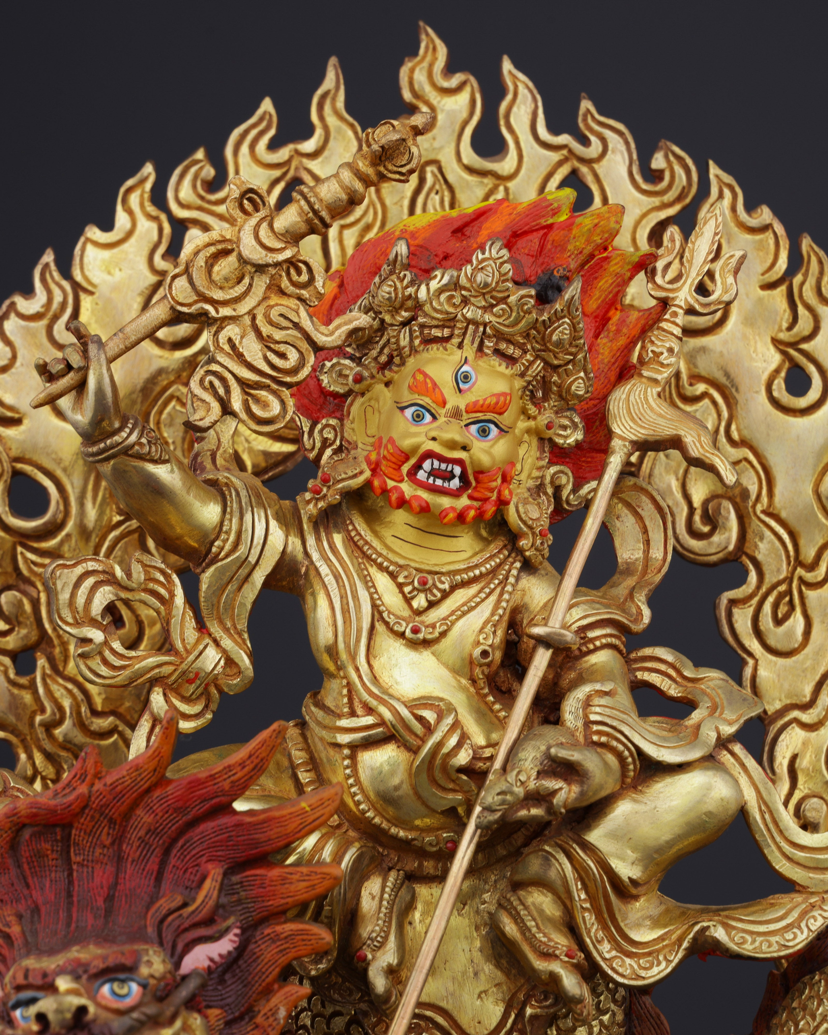 Sacred Guardian of Prosperity | Handcrafted White Dzambhala on Dragon Statue