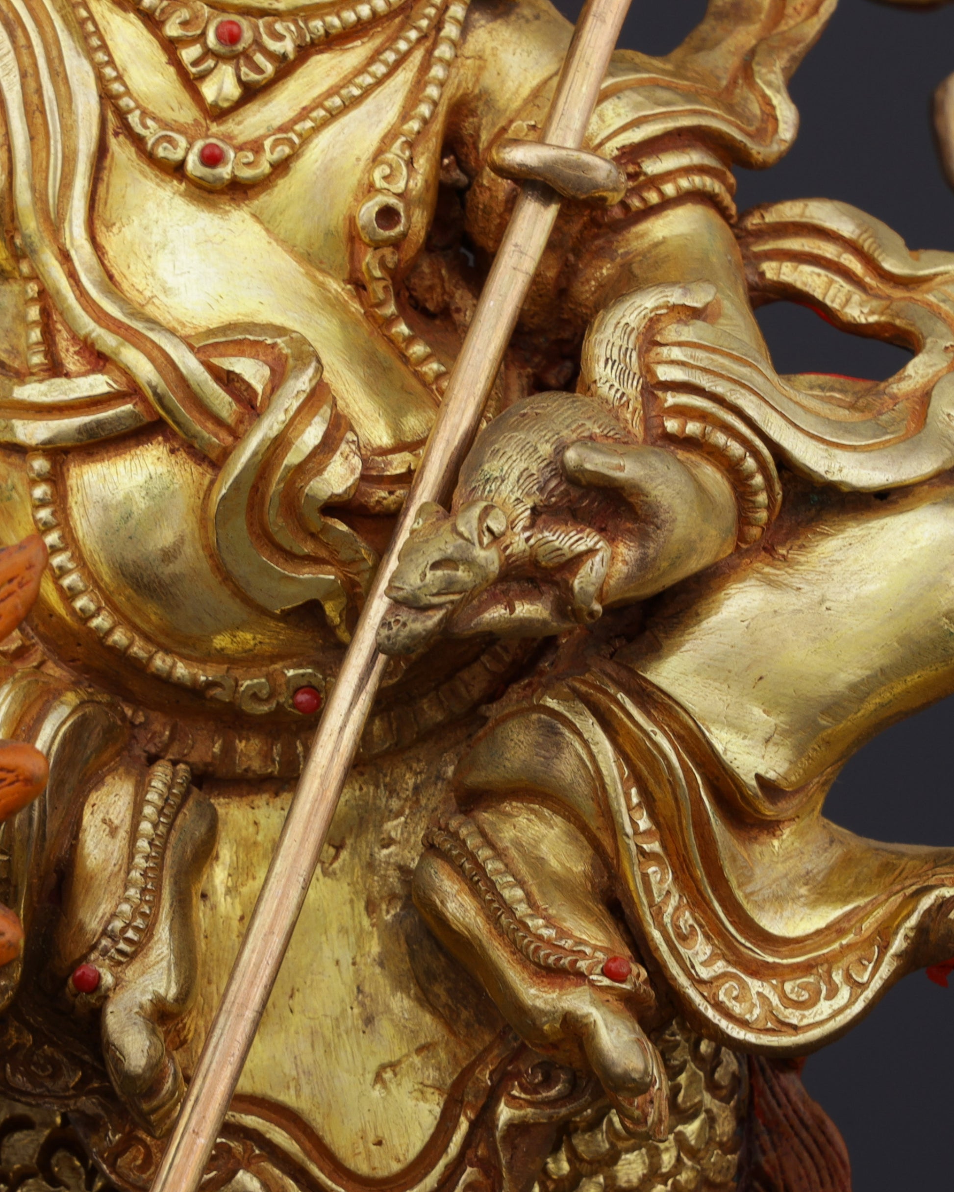 Sacred Guardian of Prosperity | Handcrafted White Dzambhala on Dragon Statue - Authentic Handcrafted Statue