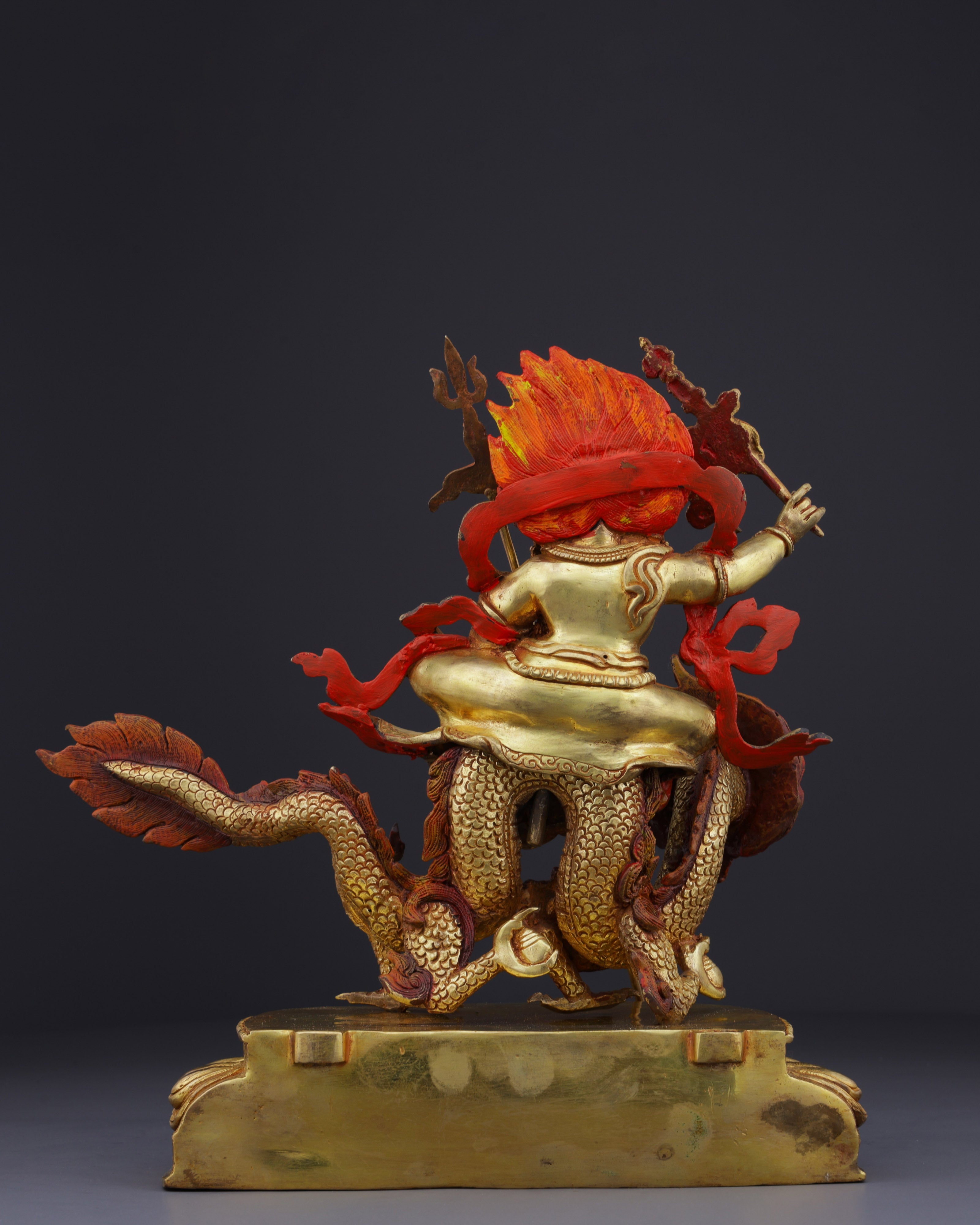 Sacred Guardian of Prosperity | Handcrafted White Dzambhala on Dragon Statue