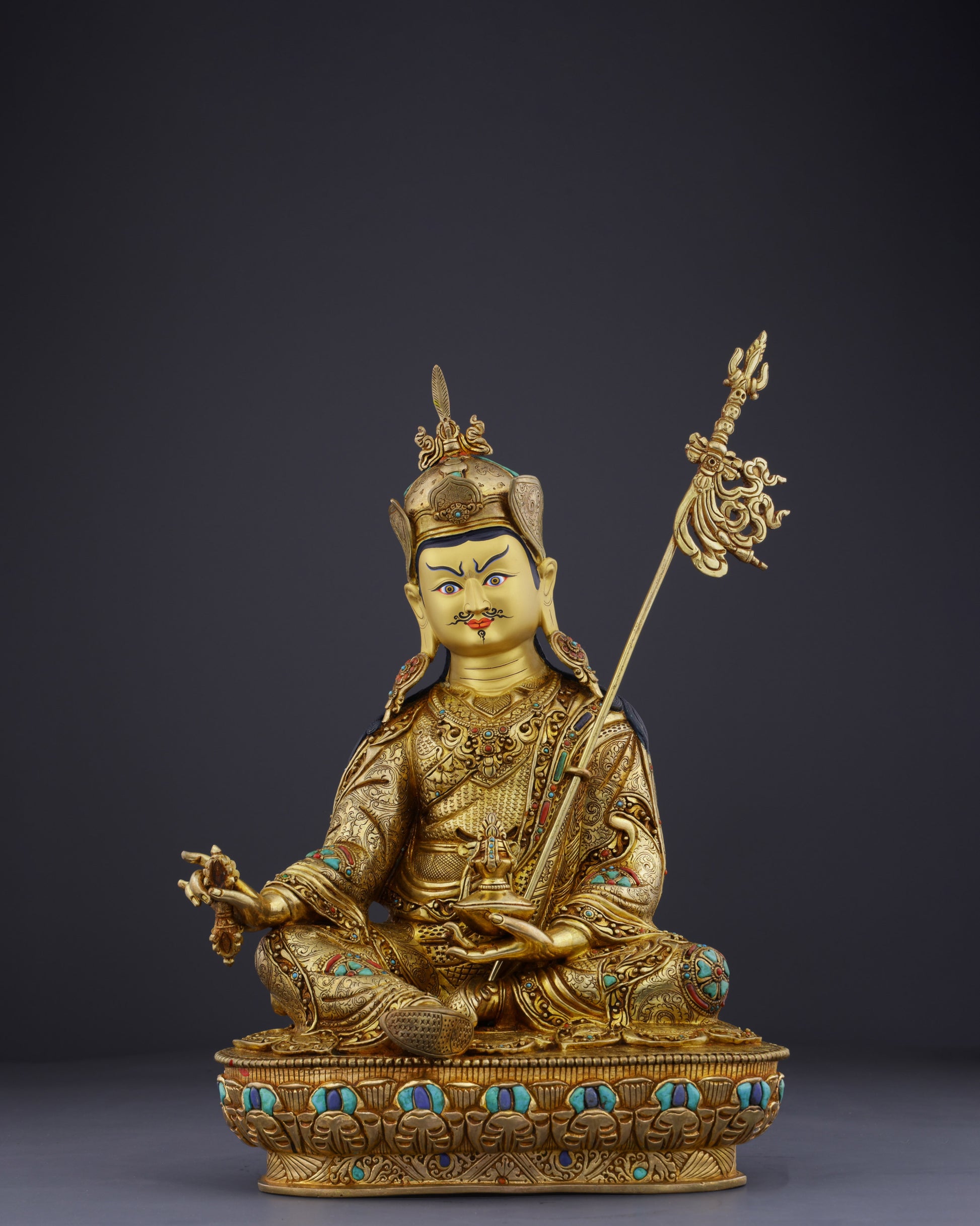 Sacred Presence | The Magnificent Guru Rinpoche Handcrafted Statue - Authentic Handcrafted Statue