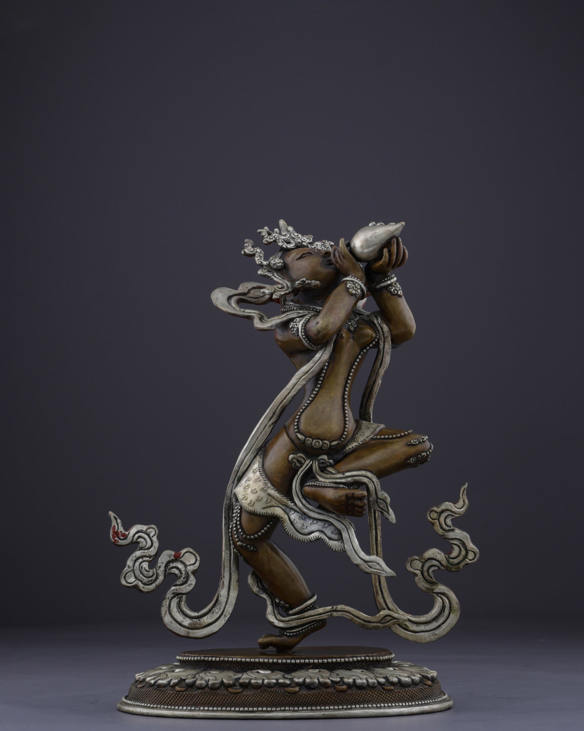 The Celestial Sky Dancer | Nepalese Handmade Oxidized Tantric Dakini Statue - Authentic Handcrafted Statue