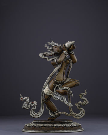 The Celestial Sky Dancer | Nepalese Handmade Oxidized Tantric Dakini Statue