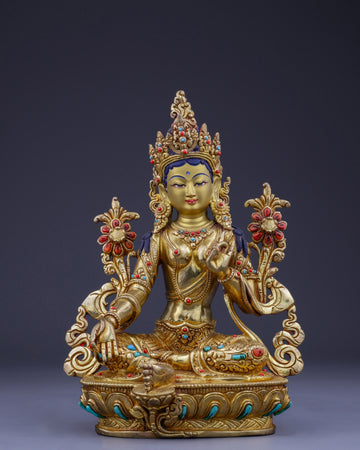 Divine Mother of Liberation | Exquisite Green Tara in Royal Elegance