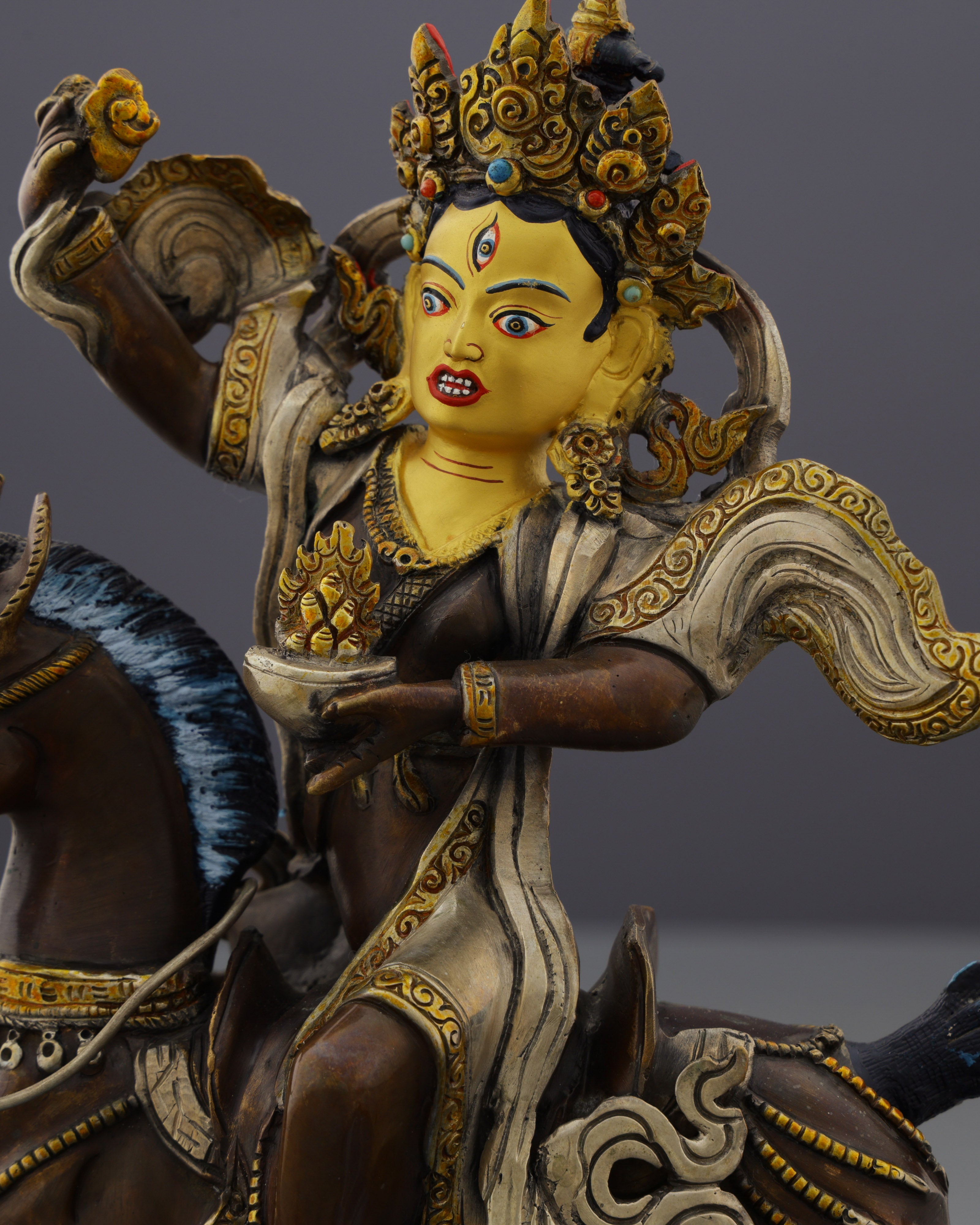 Oxidized Achi Chokyi Drolma Statue | Handcrafted Tibetan Buddhist Dharma Protector