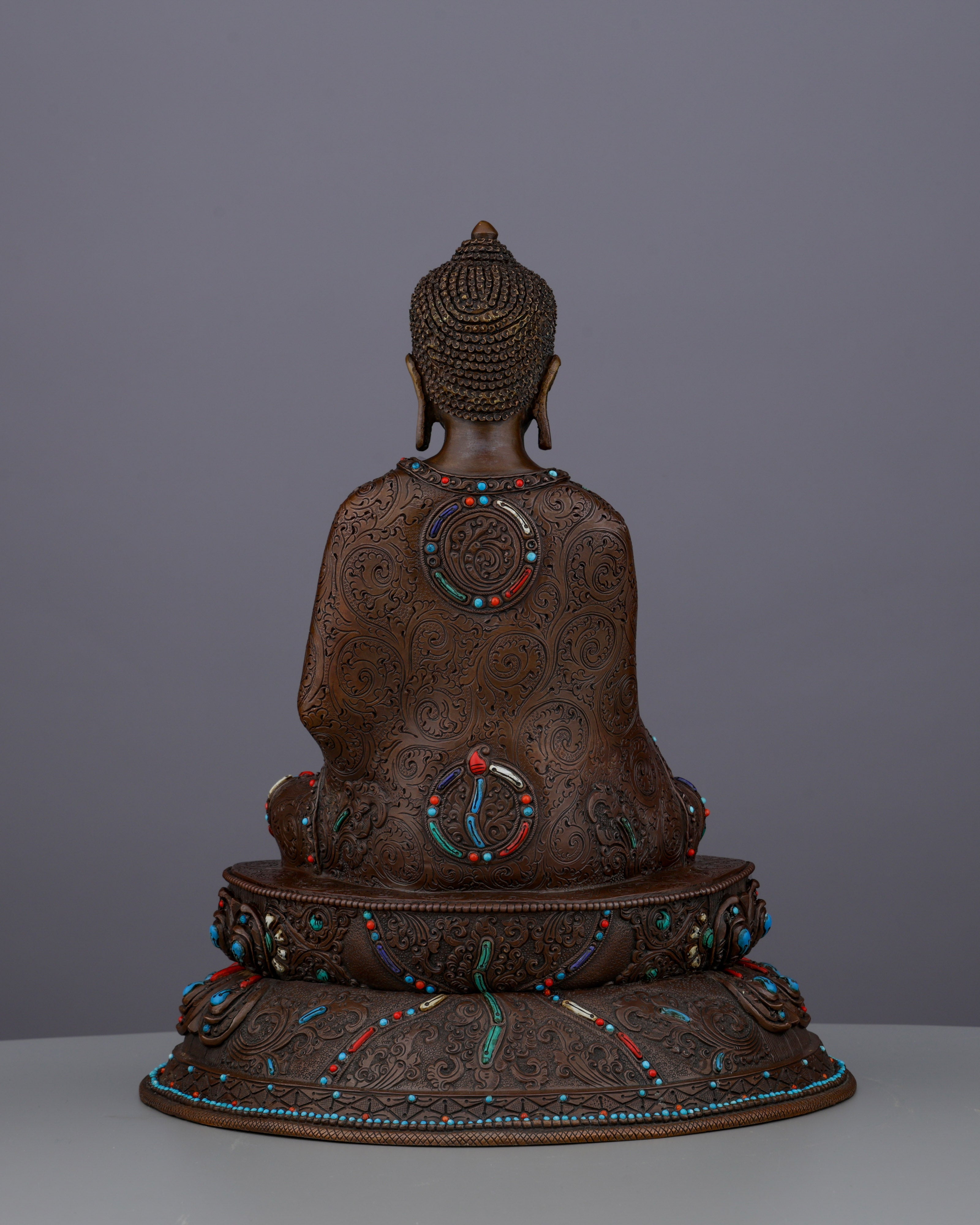 Oxidized Sakyamuni Buddha with Gemstones |  A Jewel of Nepalese Craftsmanship