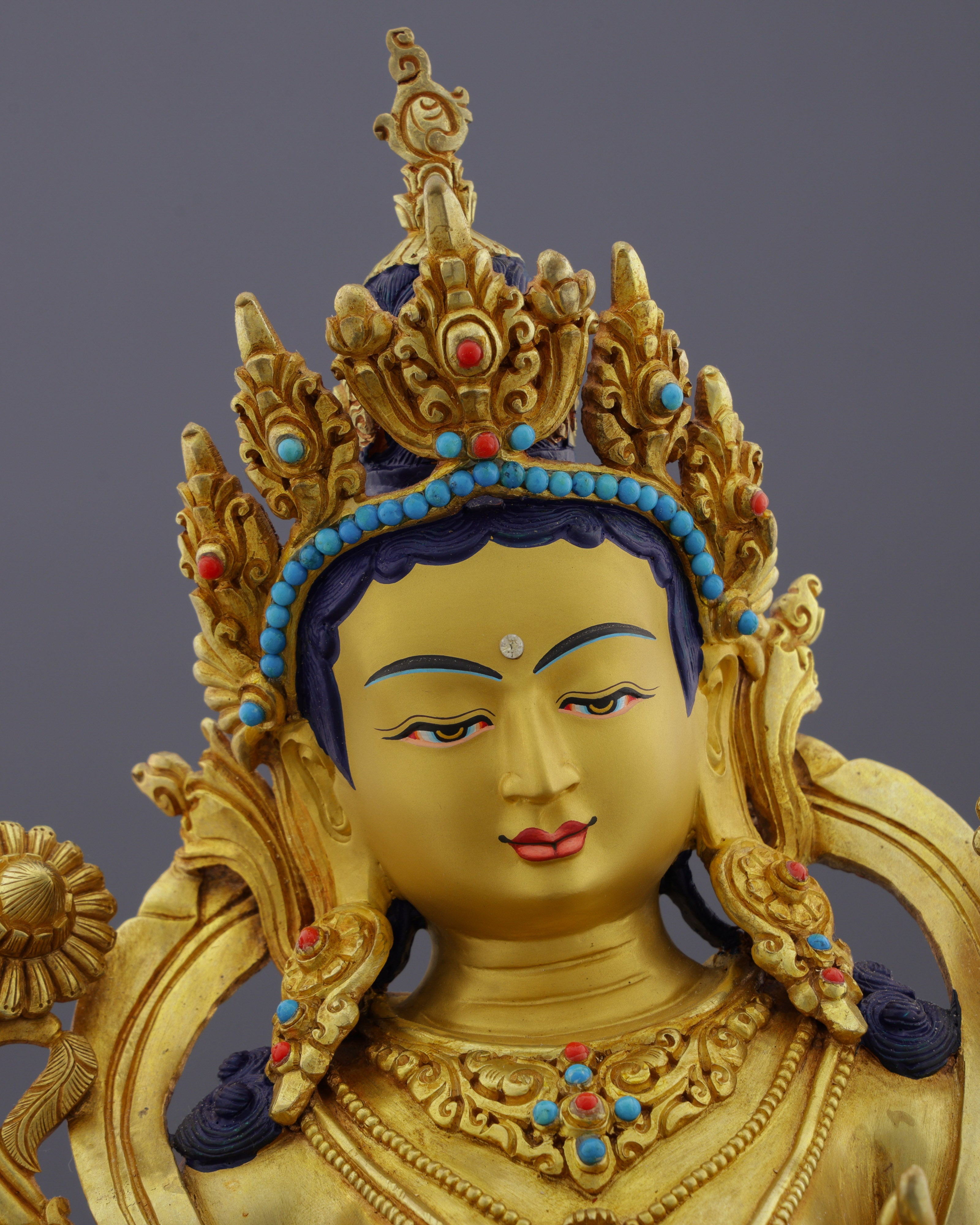 Radiant Green Tara Statue | The Compassionate Protectress in Pure Gold