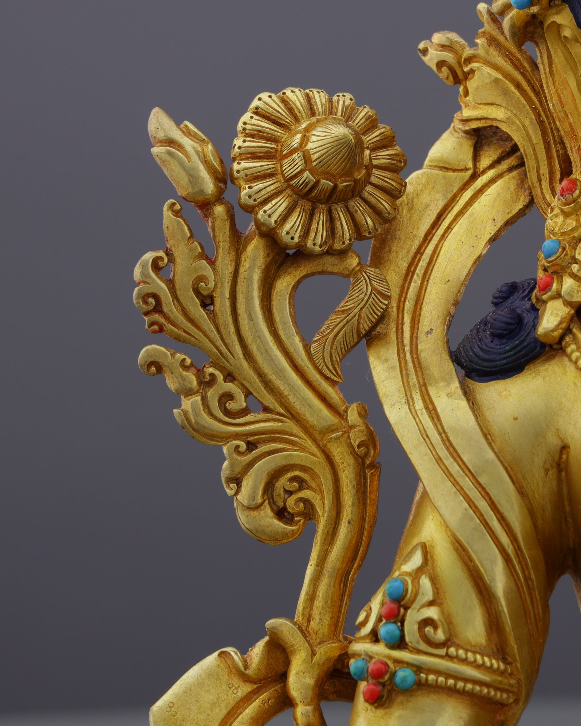 Radiant Green Tara Statue | The Compassionate Protectress in Pure Gold - Authentic Handcrafted Statue