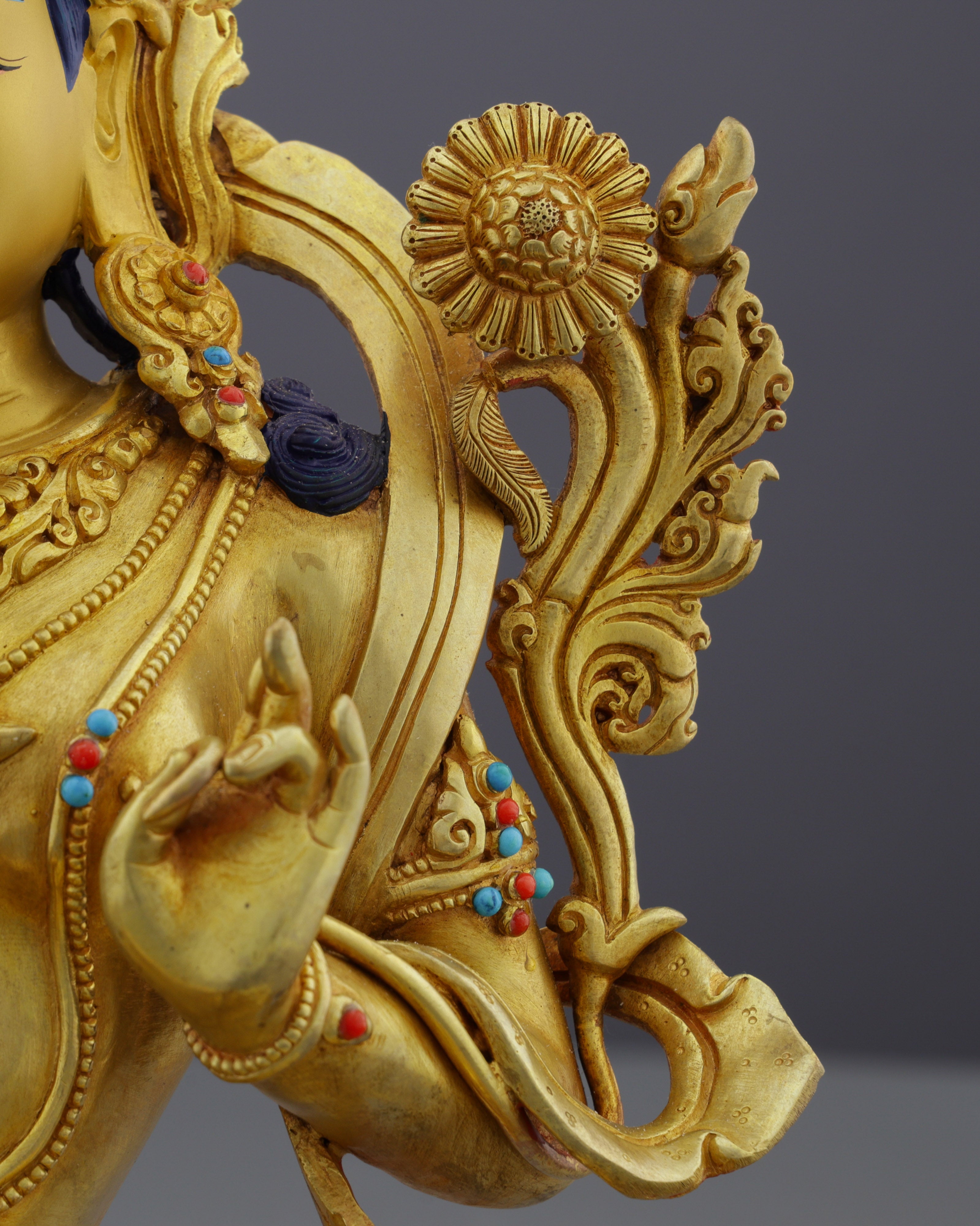 Radiant Green Tara Statue | The Compassionate Protectress in Pure Gold