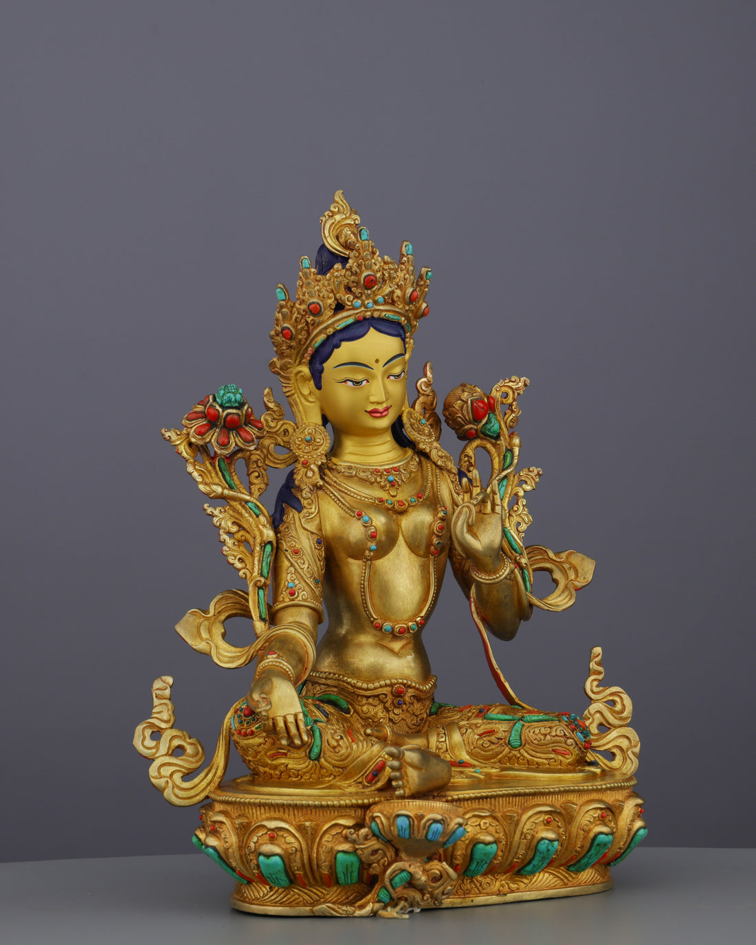 Exquisite Green Tara Statue | A Masterpiece of Nepalese Buddhist Artistry