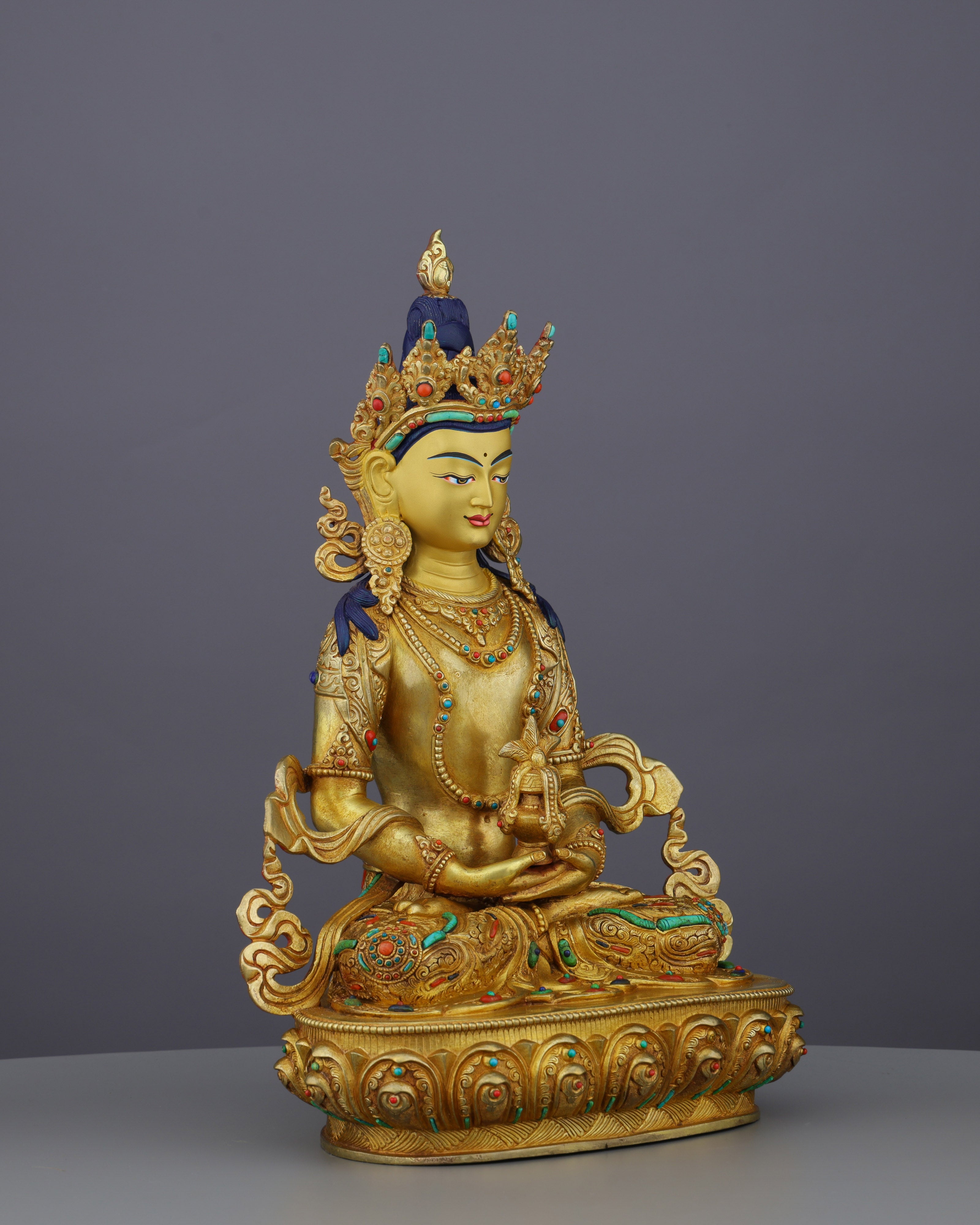 Eternal Radiance | Nepalese Handcrafted 24K Gold Gilded Amitayus Statue – A Masterpiece of Longevity and Wisdom