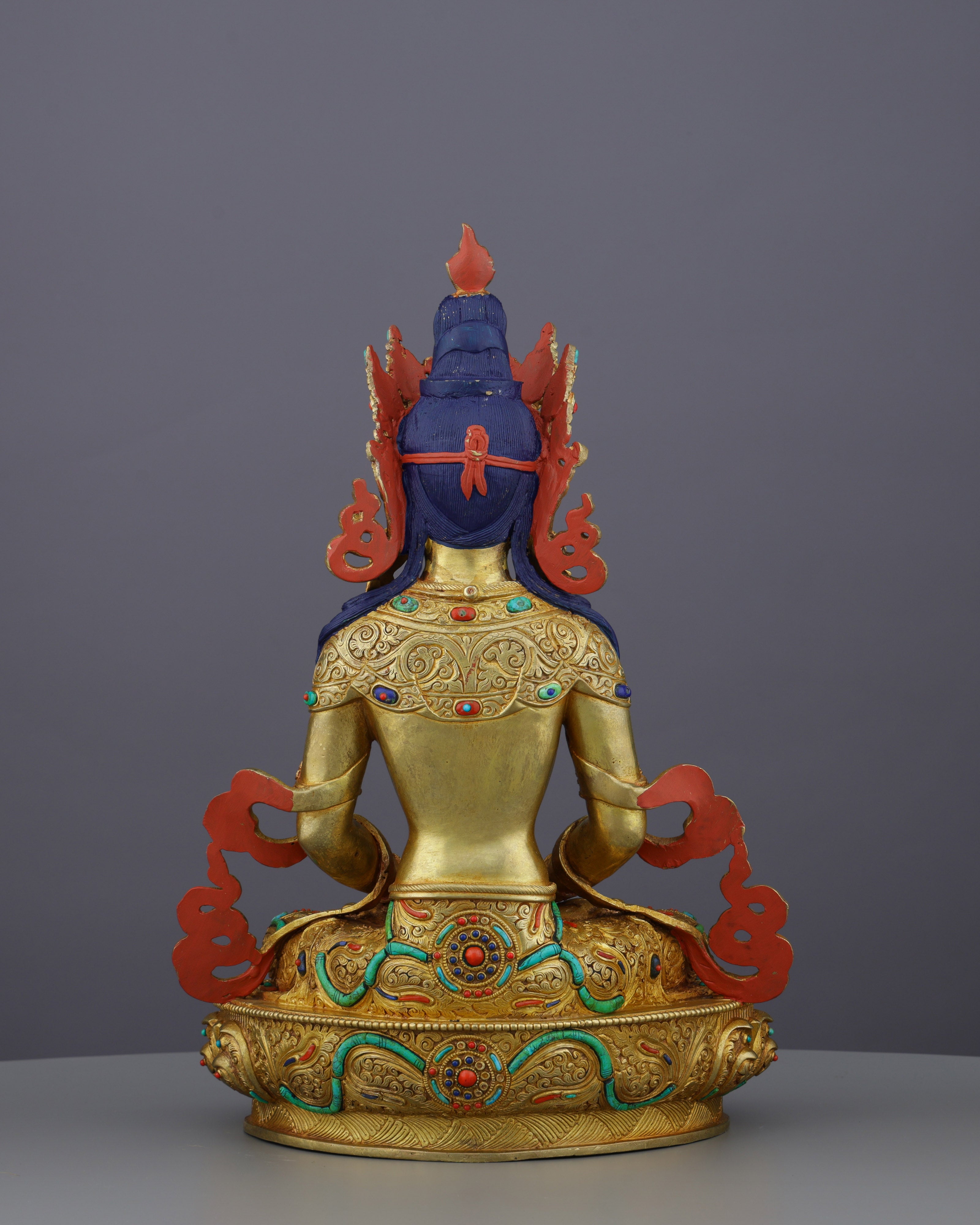 Eternal Radiance | Nepalese Handcrafted 24K Gold Gilded Amitayus Statue – A Masterpiece of Longevity and Wisdom