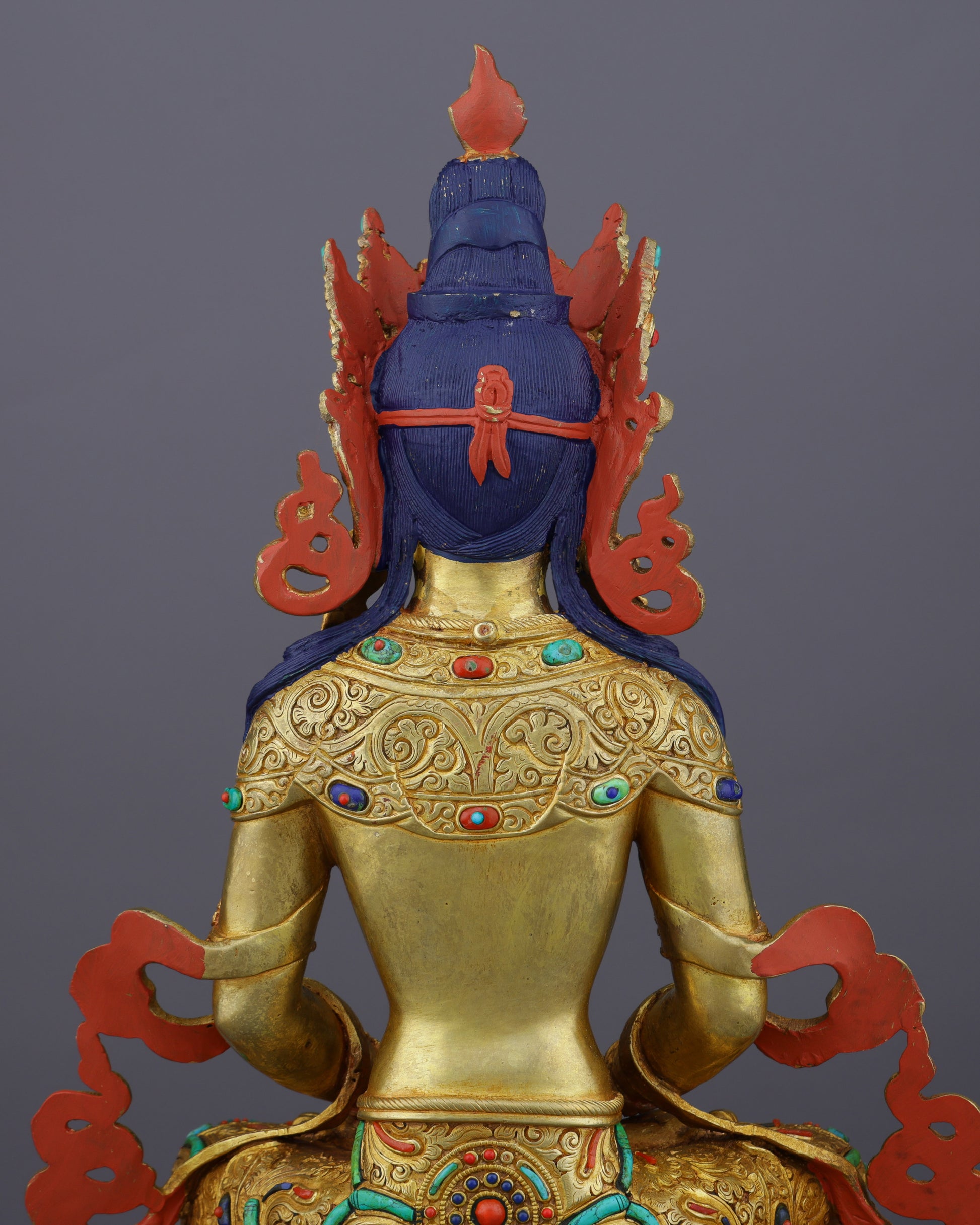 Eternal Radiance | Nepalese Handcrafted 24K Gold Gilded Amitayus Statue – A Masterpiece of Longevity and Wisdom - Authentic Handcrafted Statue