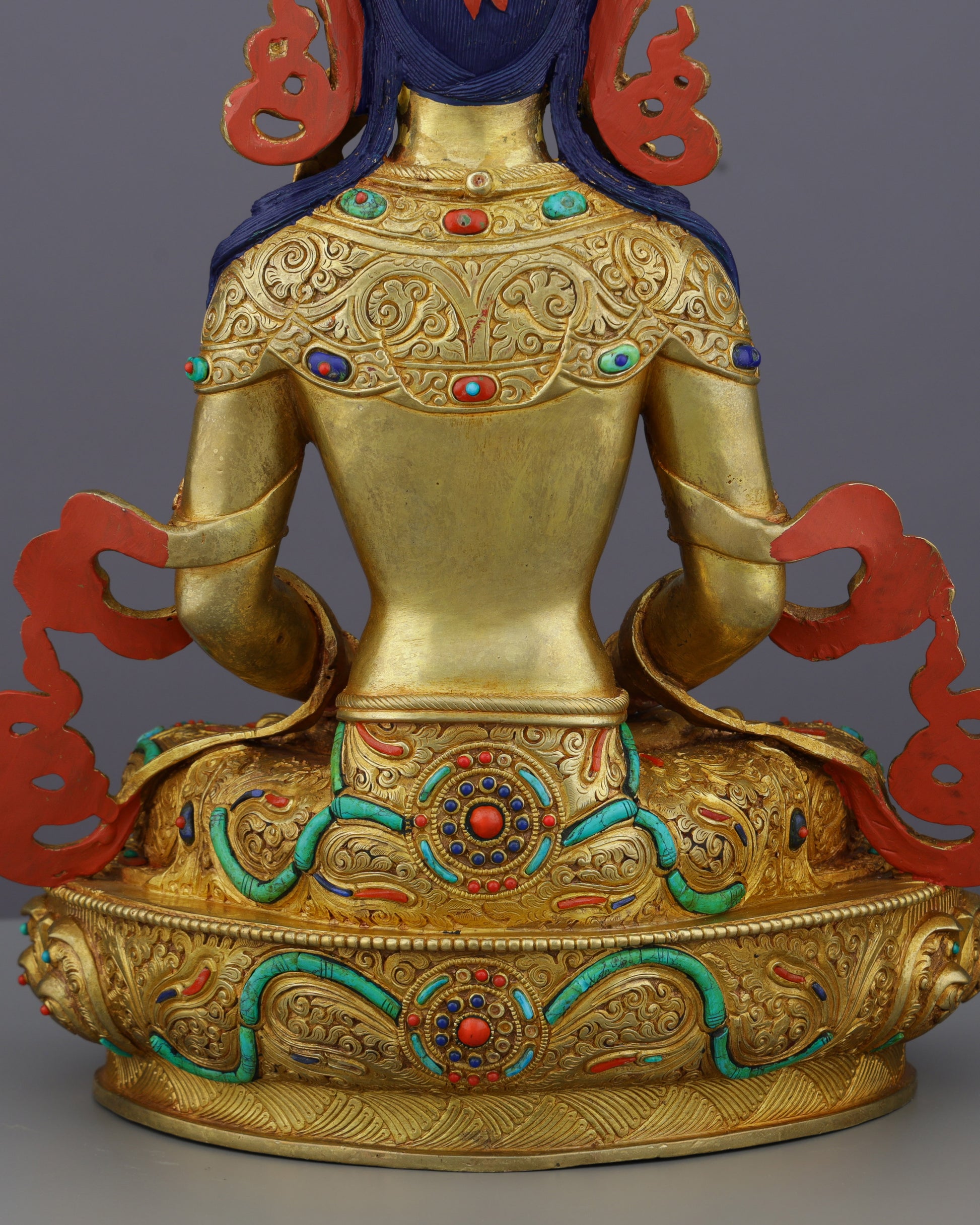 Eternal Radiance | Nepalese Handcrafted 24K Gold Gilded Amitayus Statue – A Masterpiece of Longevity and Wisdom - Authentic Handcrafted Statue