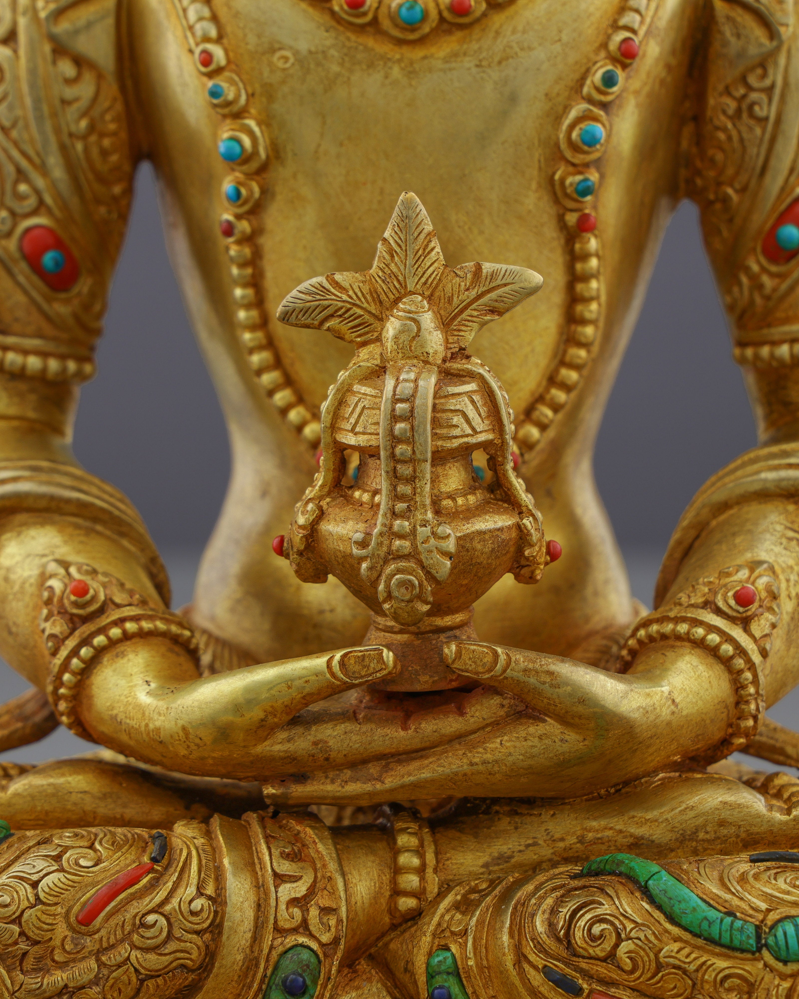 Eternal Radiance | Nepalese Handcrafted 24K Gold Gilded Amitayus Statue – A Masterpiece of Longevity and Wisdom