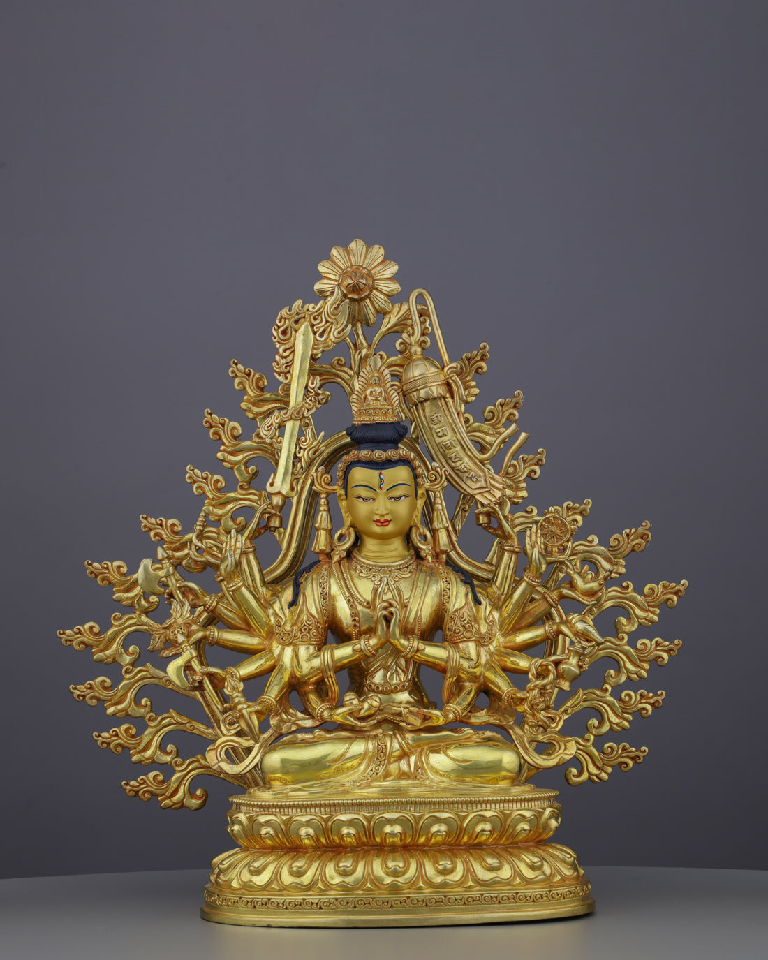 Divine Compassion in Gold | Nepalese Handcrafted 24K Gilded Cundi Bodhisattva – Guardian of Protection and Wisdom - Handcrafted Buddhist Statue