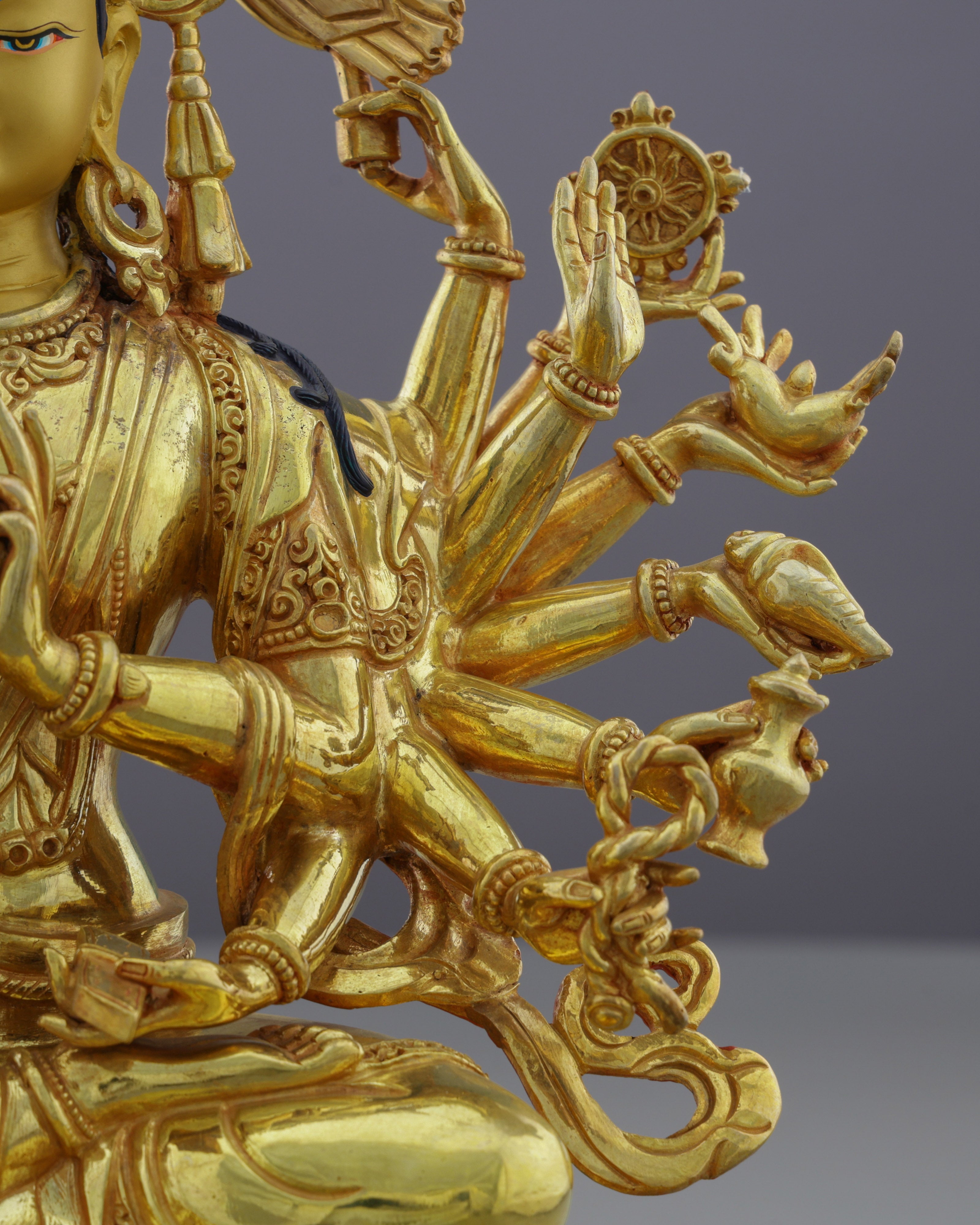 Divine Compassion in Gold | Nepalese Handcrafted 24K Gilded Cundi Bodhisattva – Guardian of Protection and Wisdom