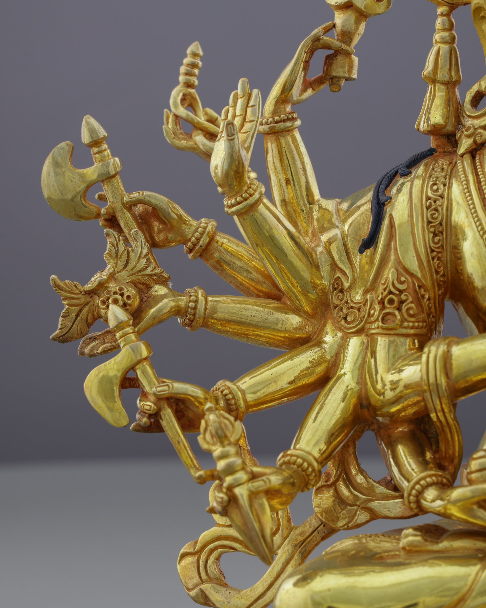 Divine Compassion in Gold | Nepalese Handcrafted 24K Gilded Cundi Bodhisattva – Guardian of Protection and Wisdom - Authentic Handcrafted Statue