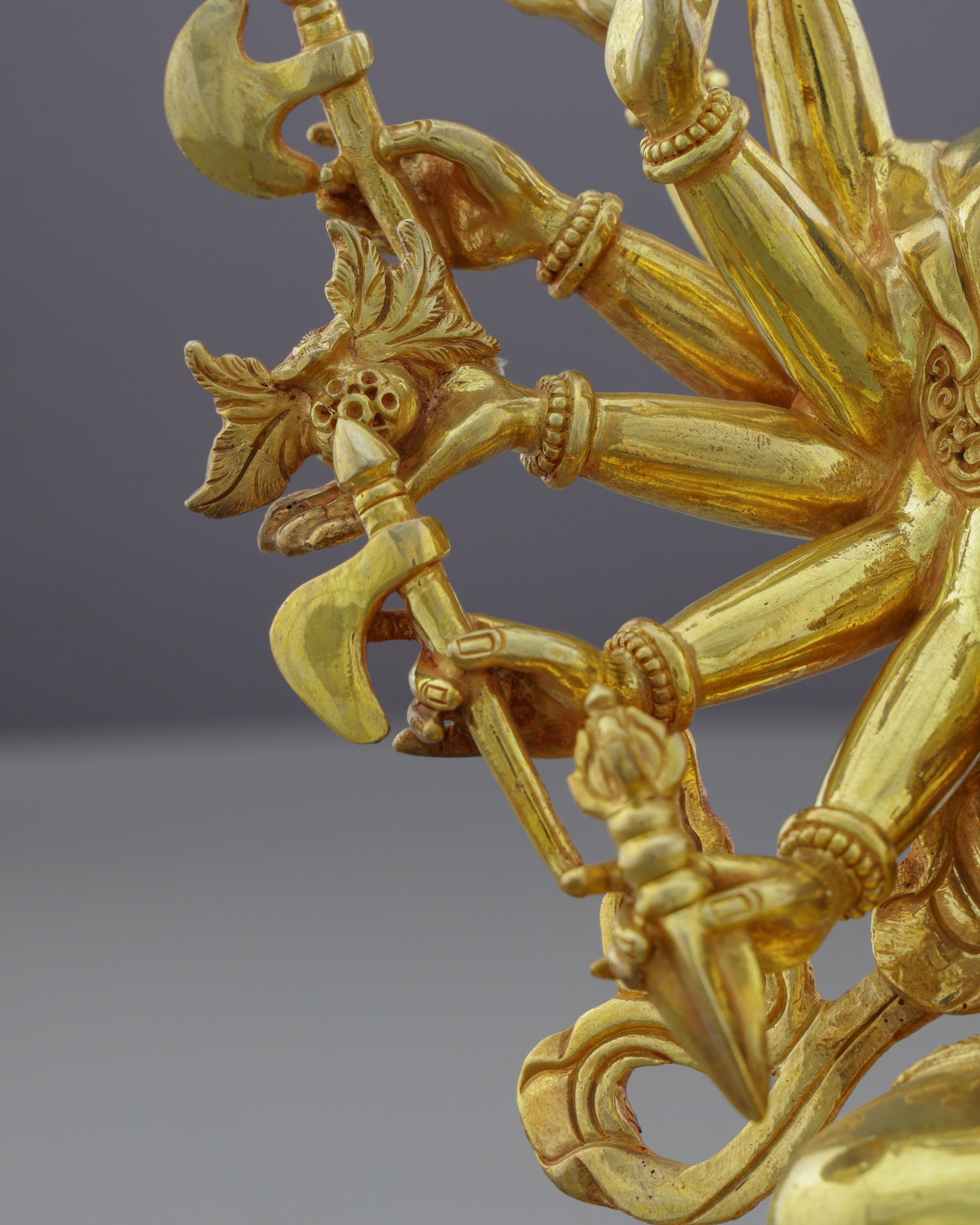 Divine Compassion in Gold | Nepalese Handcrafted 24K Gilded Cundi Bodhisattva – Guardian of Protection and Wisdom - Authentic Handcrafted Statue