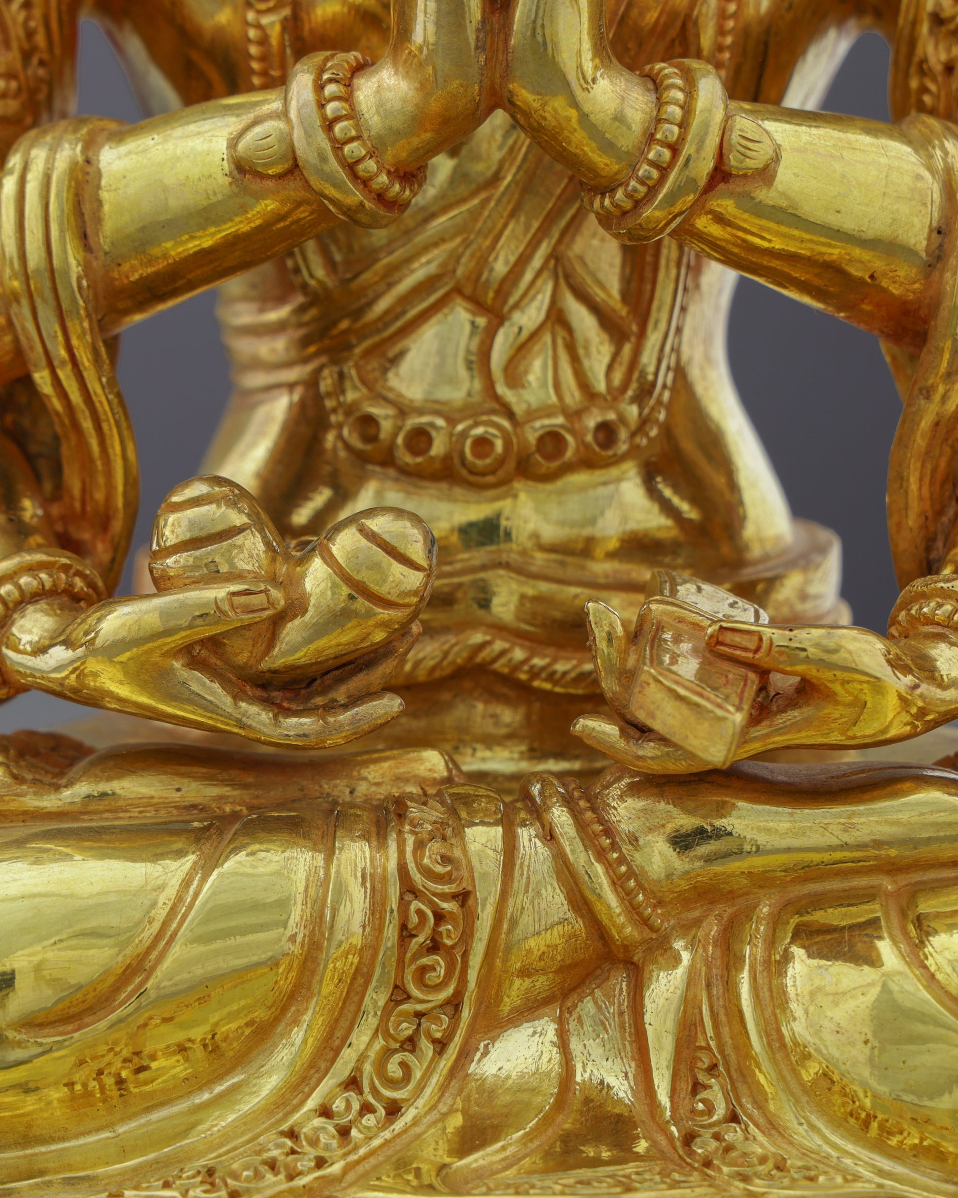 Divine Compassion in Gold | Nepalese Handcrafted 24K Gilded Cundi Bodhisattva – Guardian of Protection and Wisdom - Authentic Handcrafted Statue