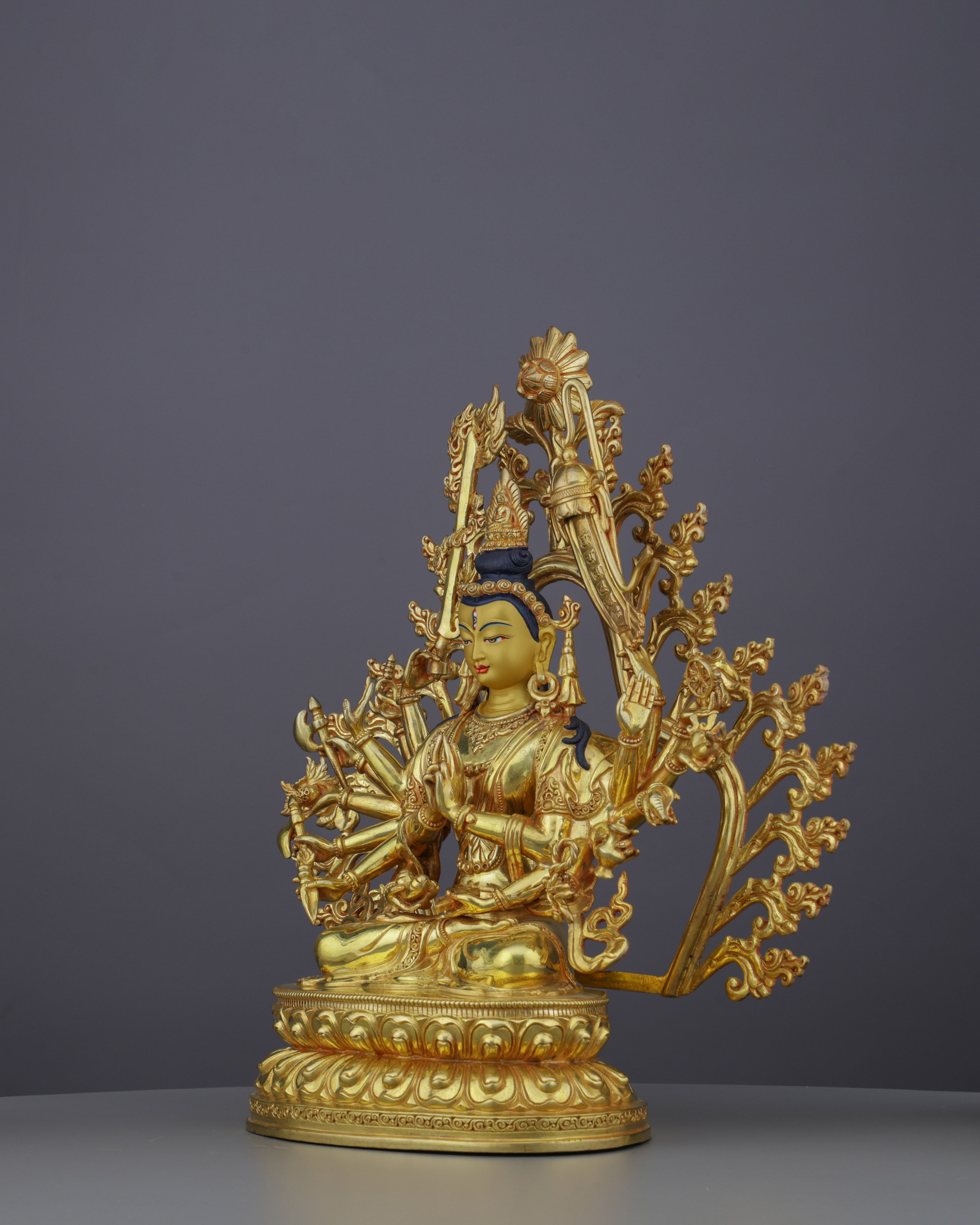 Divine Compassion in Gold | Nepalese Handcrafted 24K Gilded Cundi Bodhisattva – Guardian of Protection and Wisdom