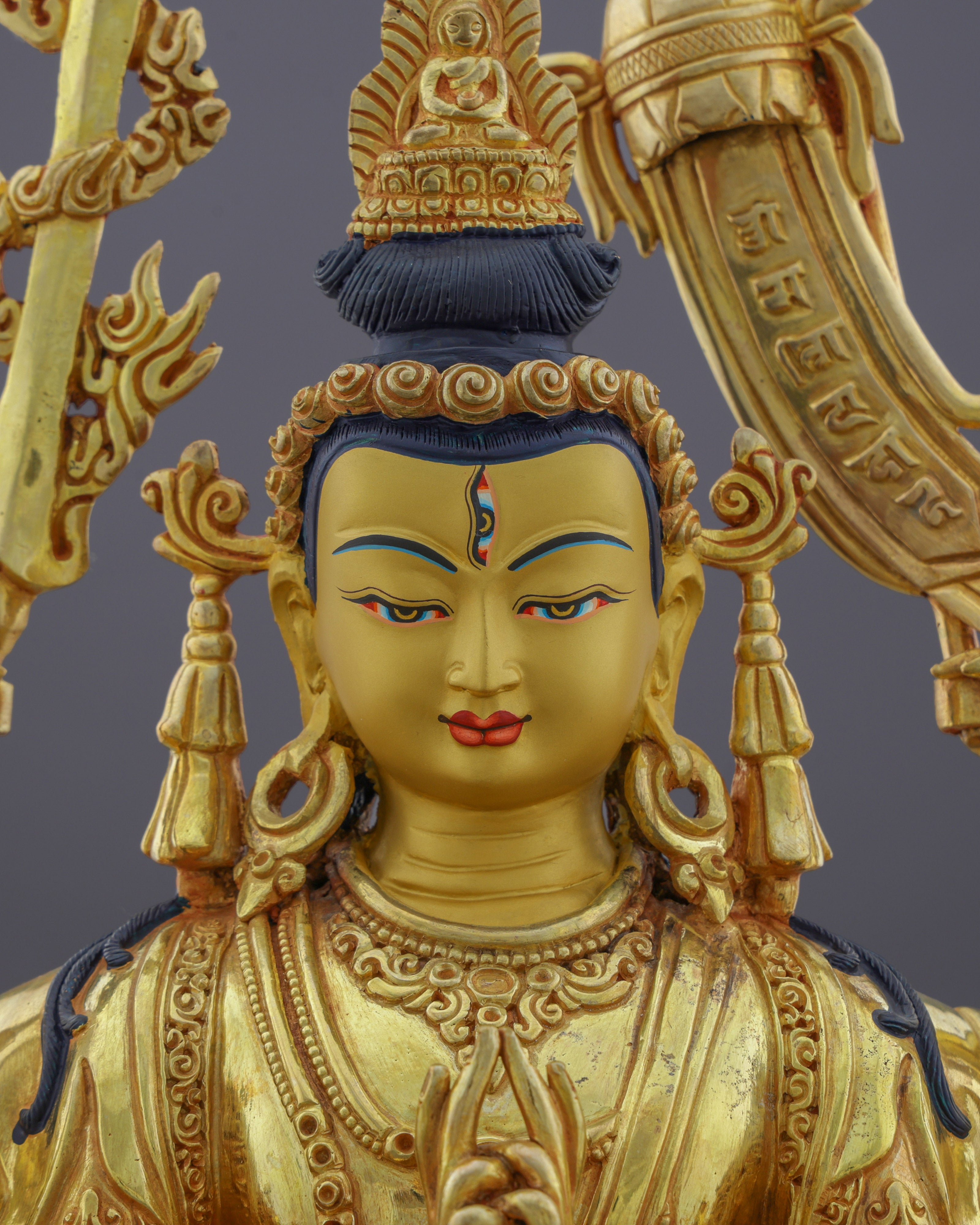 Divine Compassion in Gold | Nepalese Handcrafted 24K Gilded Cundi Bodhisattva – Guardian of Protection and Wisdom