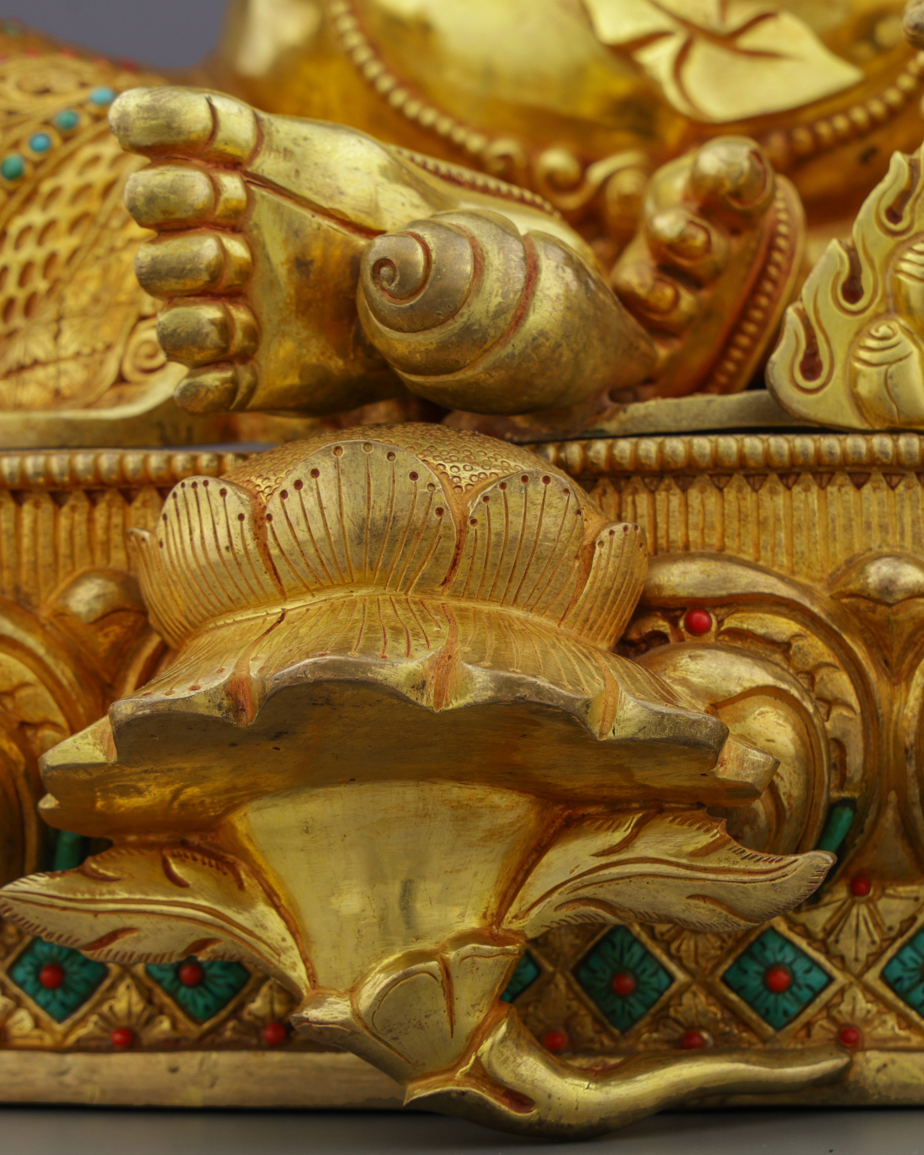 Golden Abundance Guardian | Nepalese Handcrafted 24K Gold Gilded Yellow Dzambhala – Deity of Wealth and Prosperity