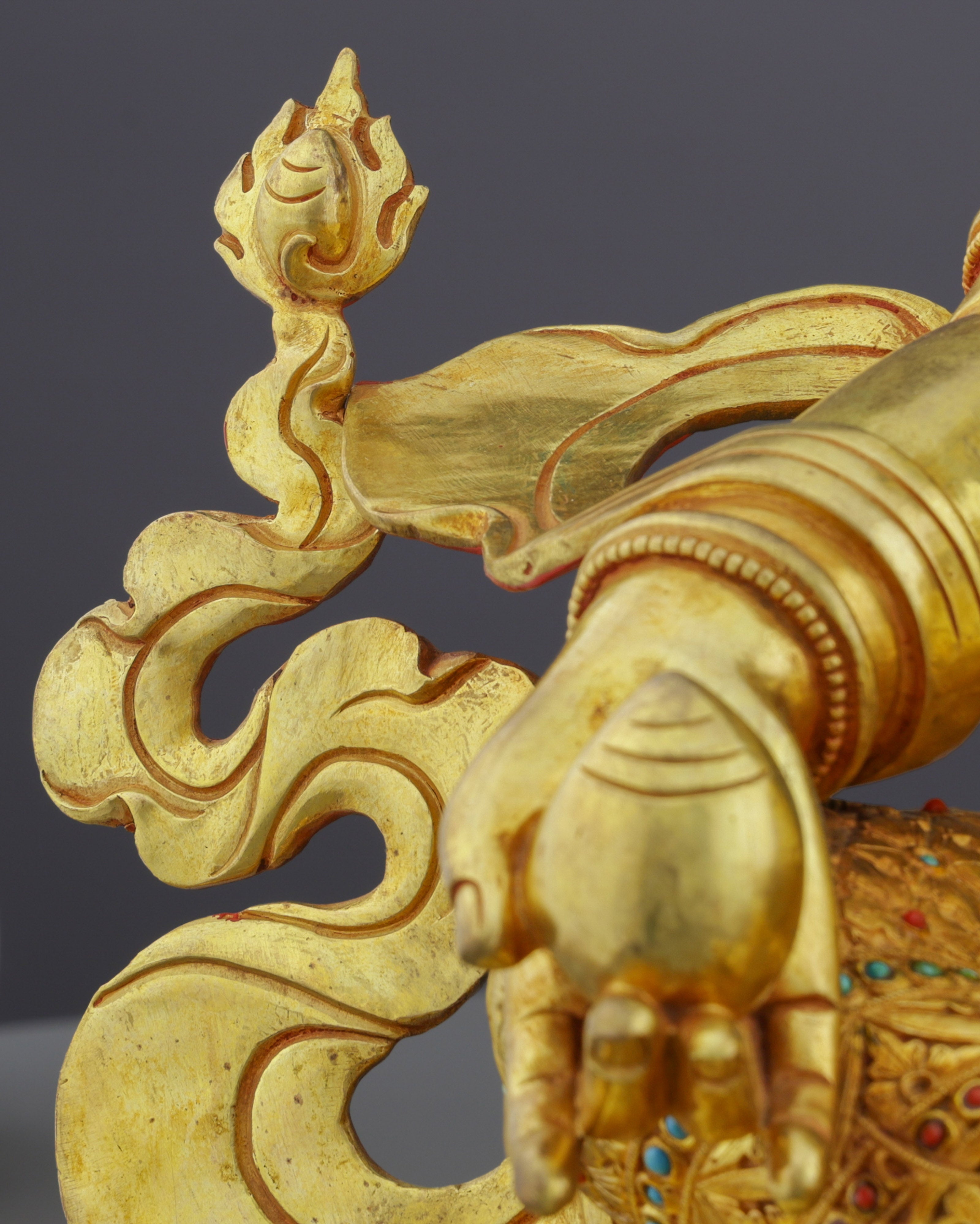 Golden Abundance Guardian | Nepalese Handcrafted 24K Gold Gilded Yellow Dzambhala – Deity of Wealth and Prosperity