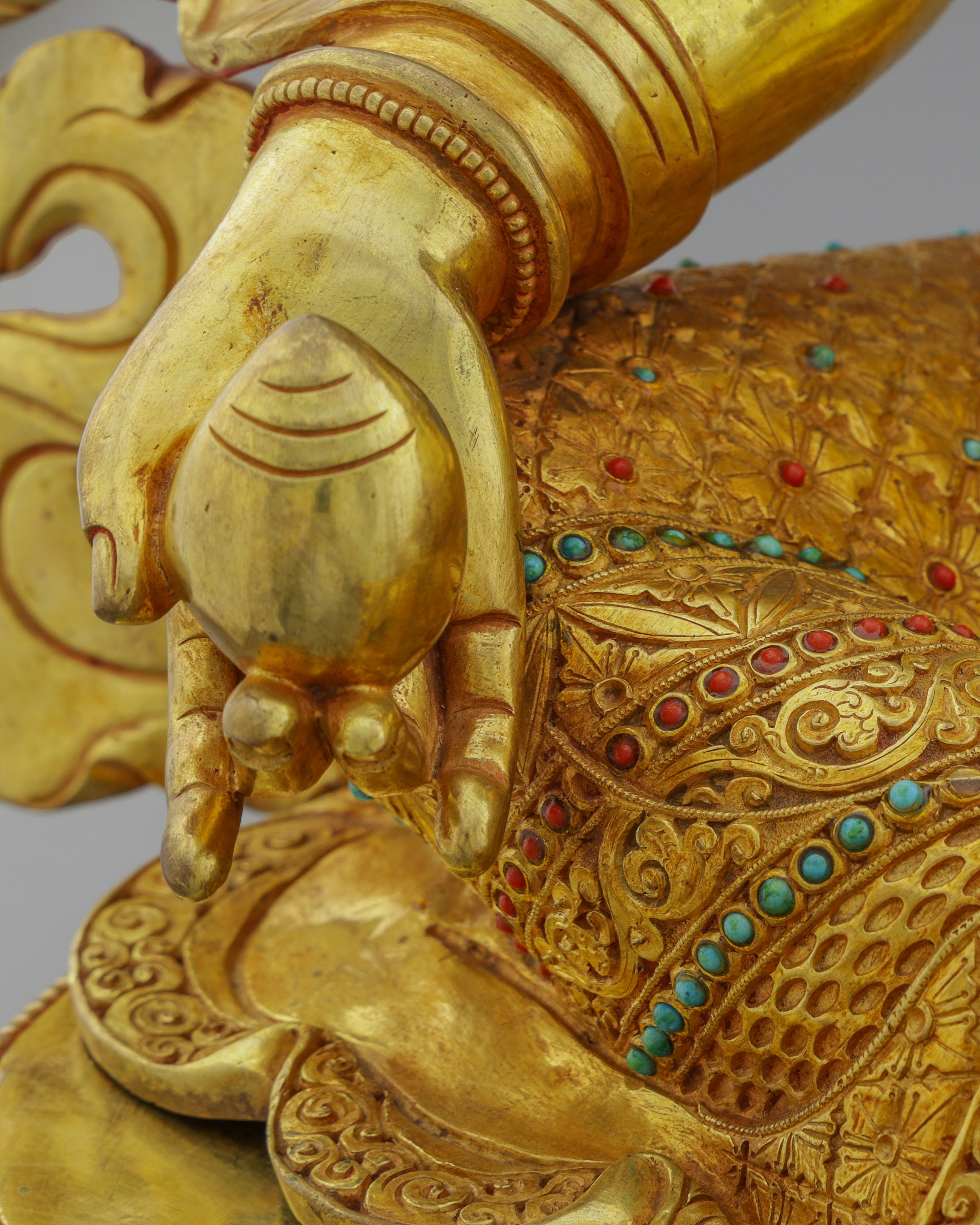 Golden Abundance Guardian | Nepalese Handcrafted 24K Gold Gilded Yellow Dzambhala – Deity of Wealth and Prosperity