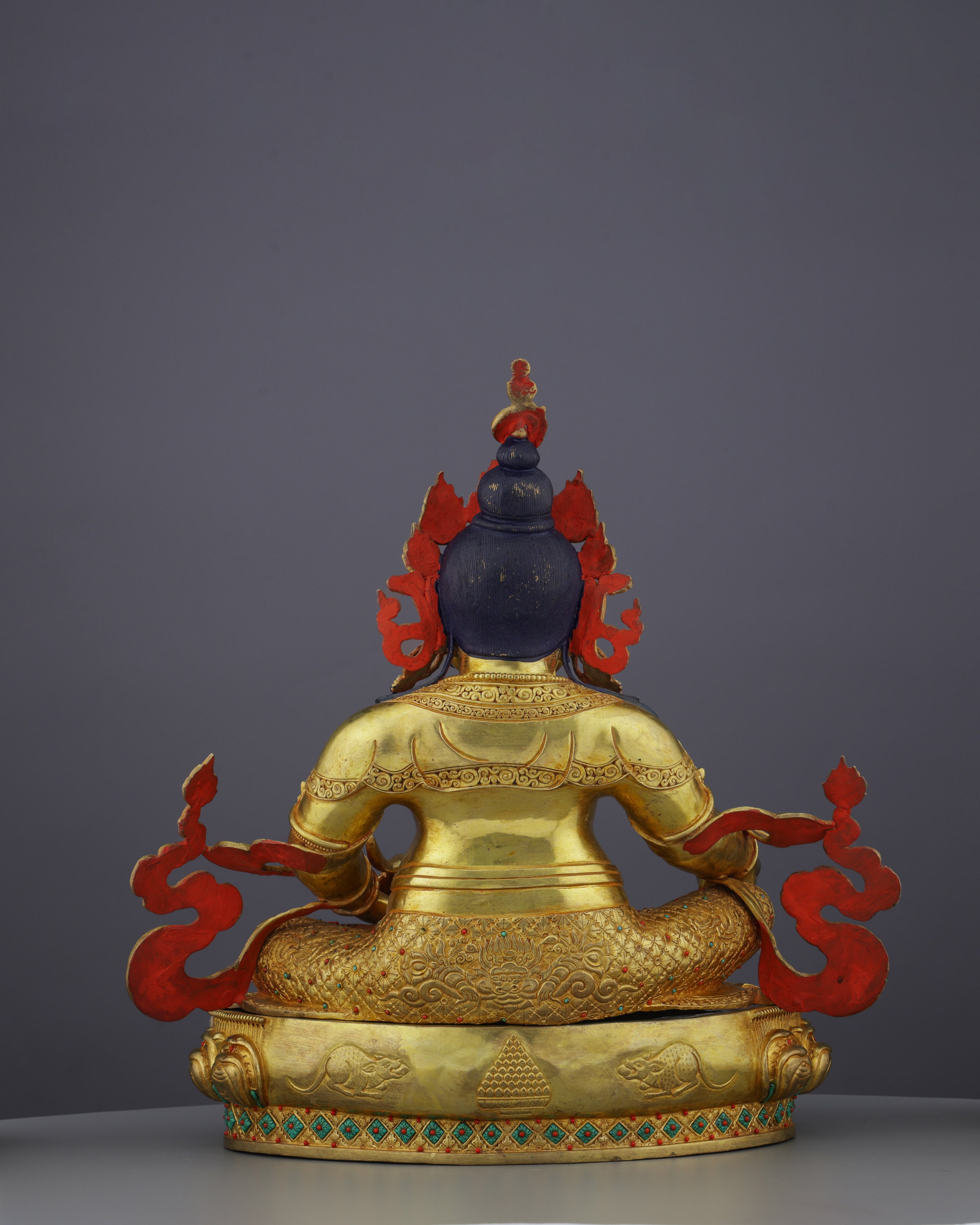 Golden Abundance Guardian | Nepalese Handcrafted 24K Gold Gilded Yellow Dzambhala – Deity of Wealth and Prosperity