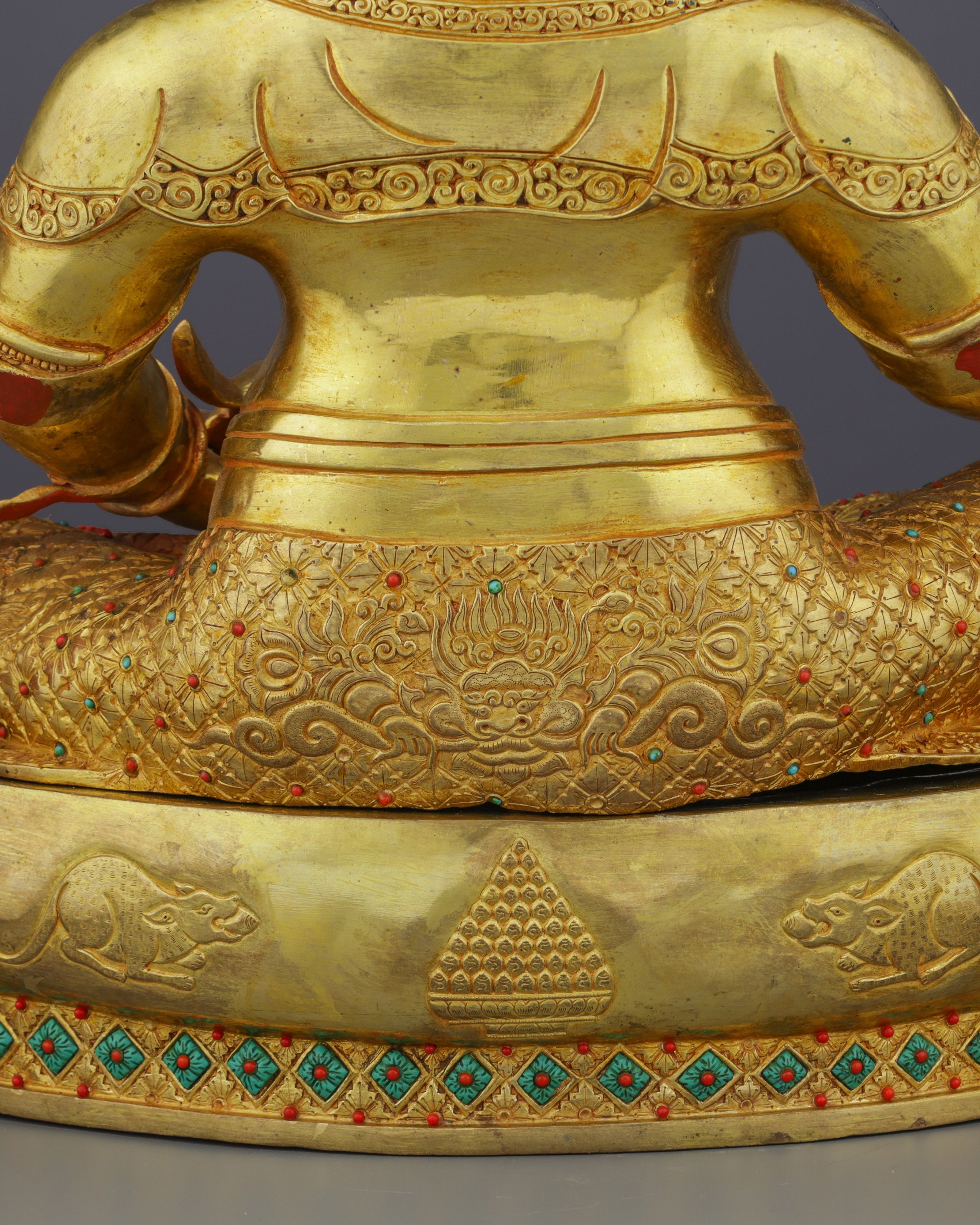 Golden Abundance Guardian | Nepalese Handcrafted 24K Gold Gilded Yellow Dzambhala – Deity of Wealth and Prosperity