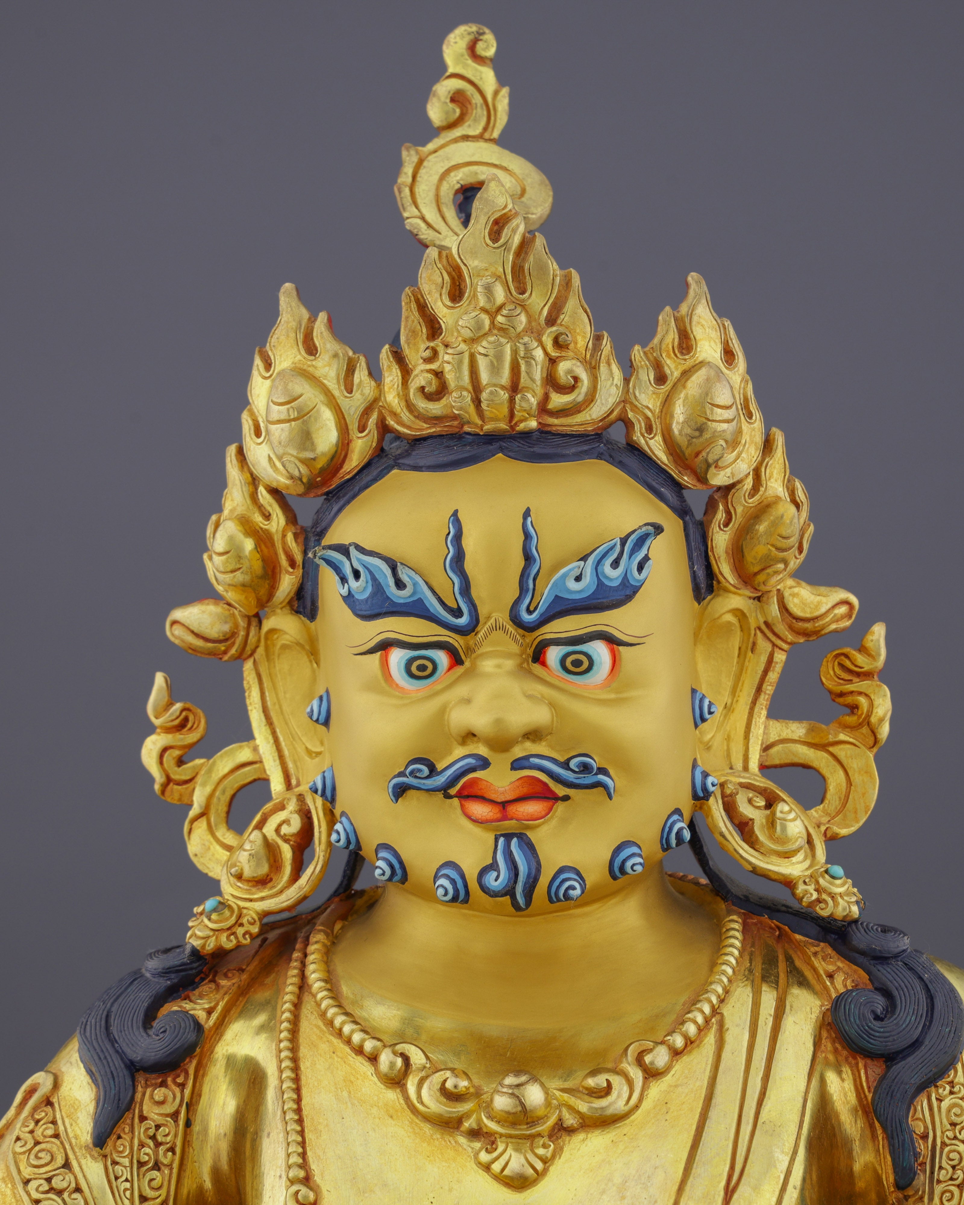 Golden Abundance Guardian | Nepalese Handcrafted 24K Gold Gilded Yellow Dzambhala – Deity of Wealth and Prosperity
