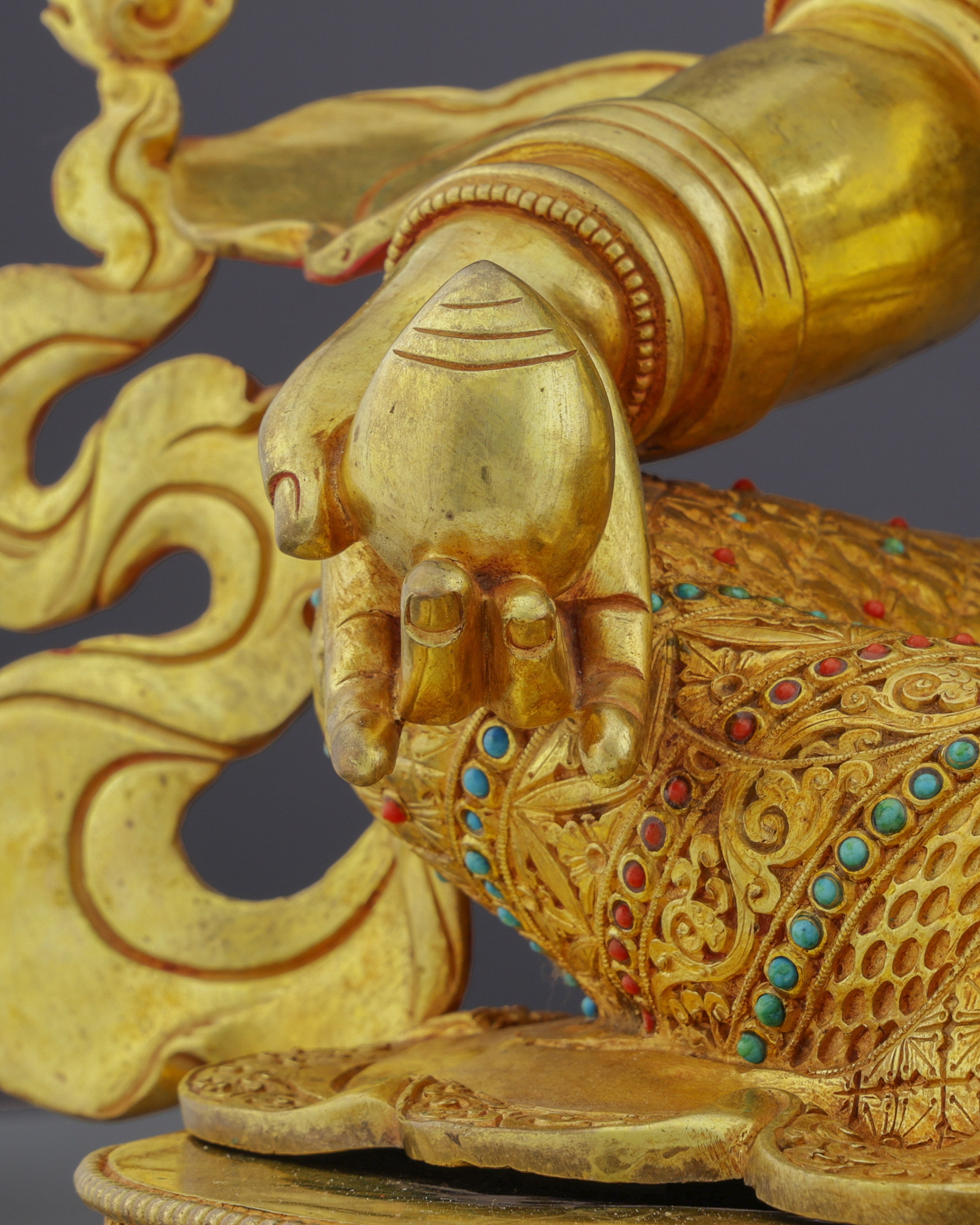 Golden Abundance Guardian | Nepalese Handcrafted 24K Gold Gilded Yellow Dzambhala – Deity of Wealth and Prosperity