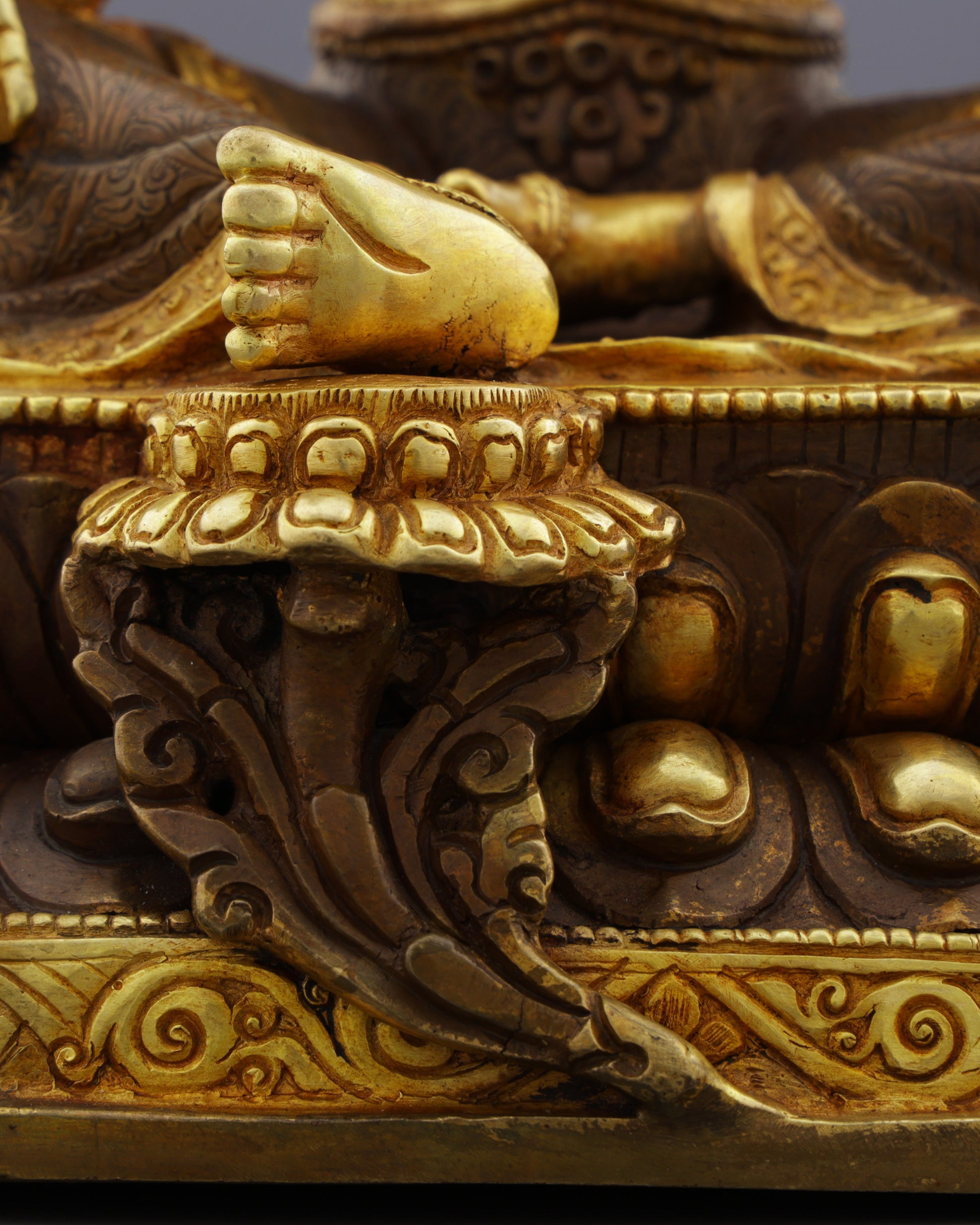 Swift Protector | Elegant Half-Gold Green Tara Statue from Nepal - Authentic Handcrafted Statue