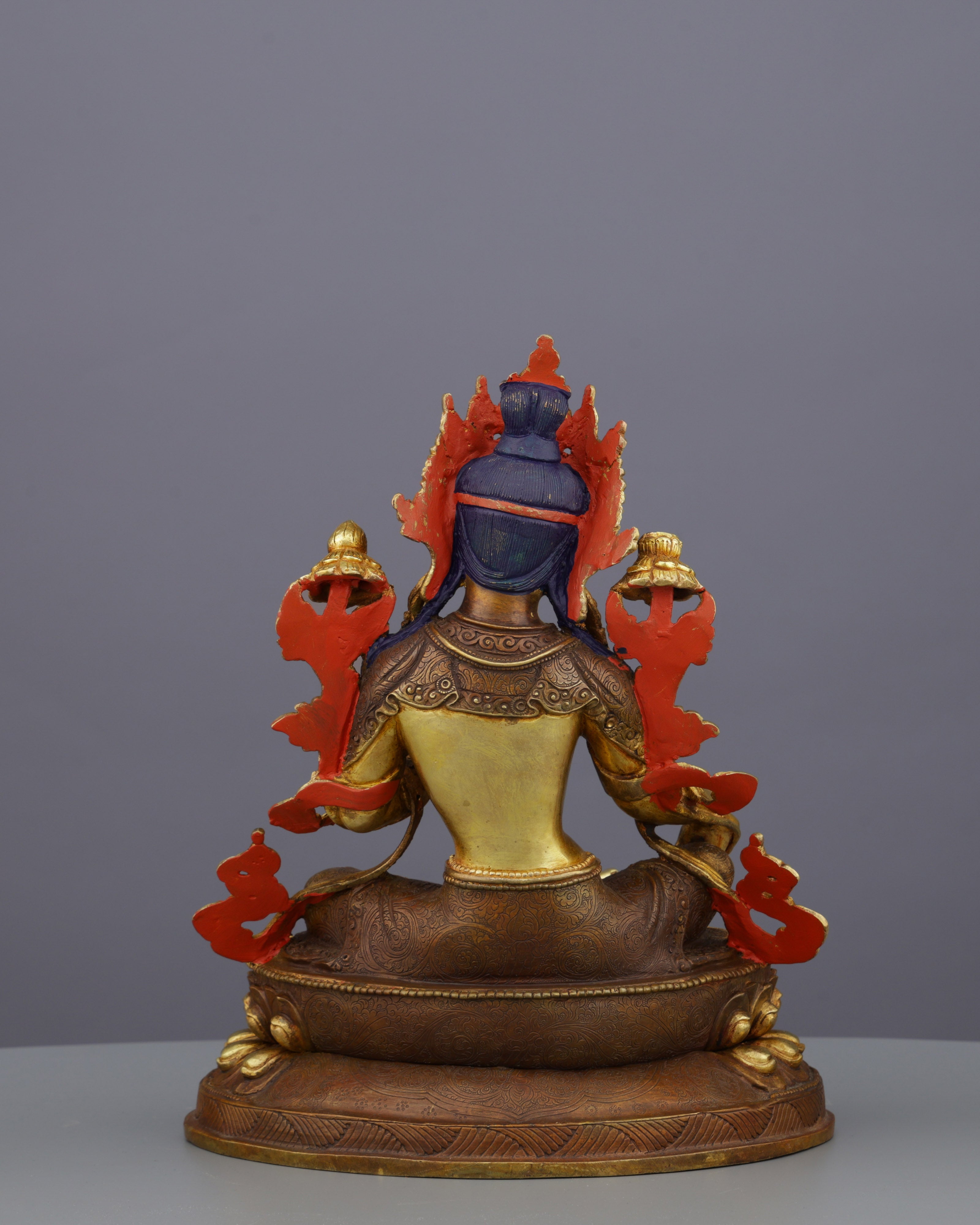 Swift Protector | Elegant Half-Gold Green Tara Statue from Nepal