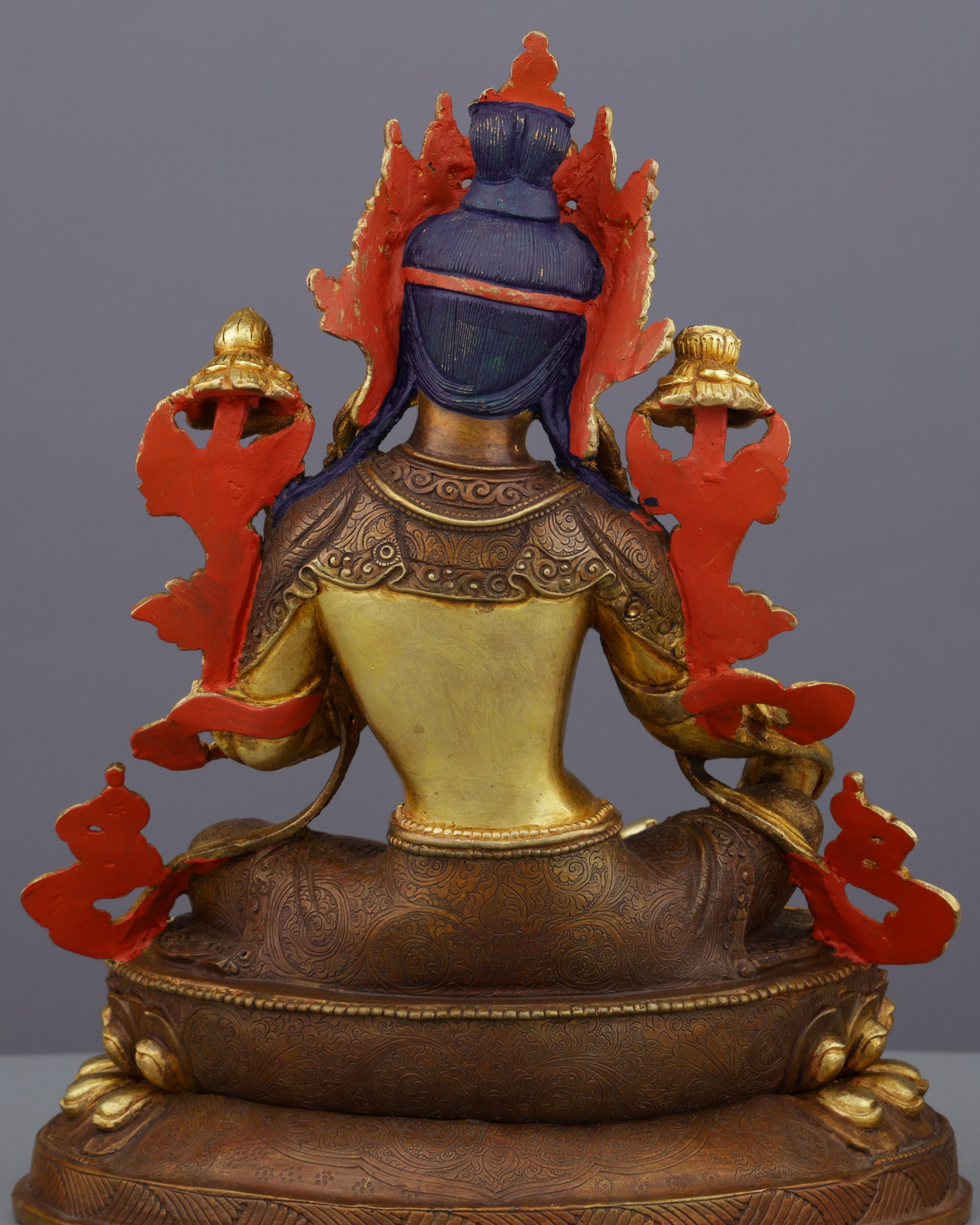 Swift Protector | Elegant Half-Gold Green Tara Statue from Nepal