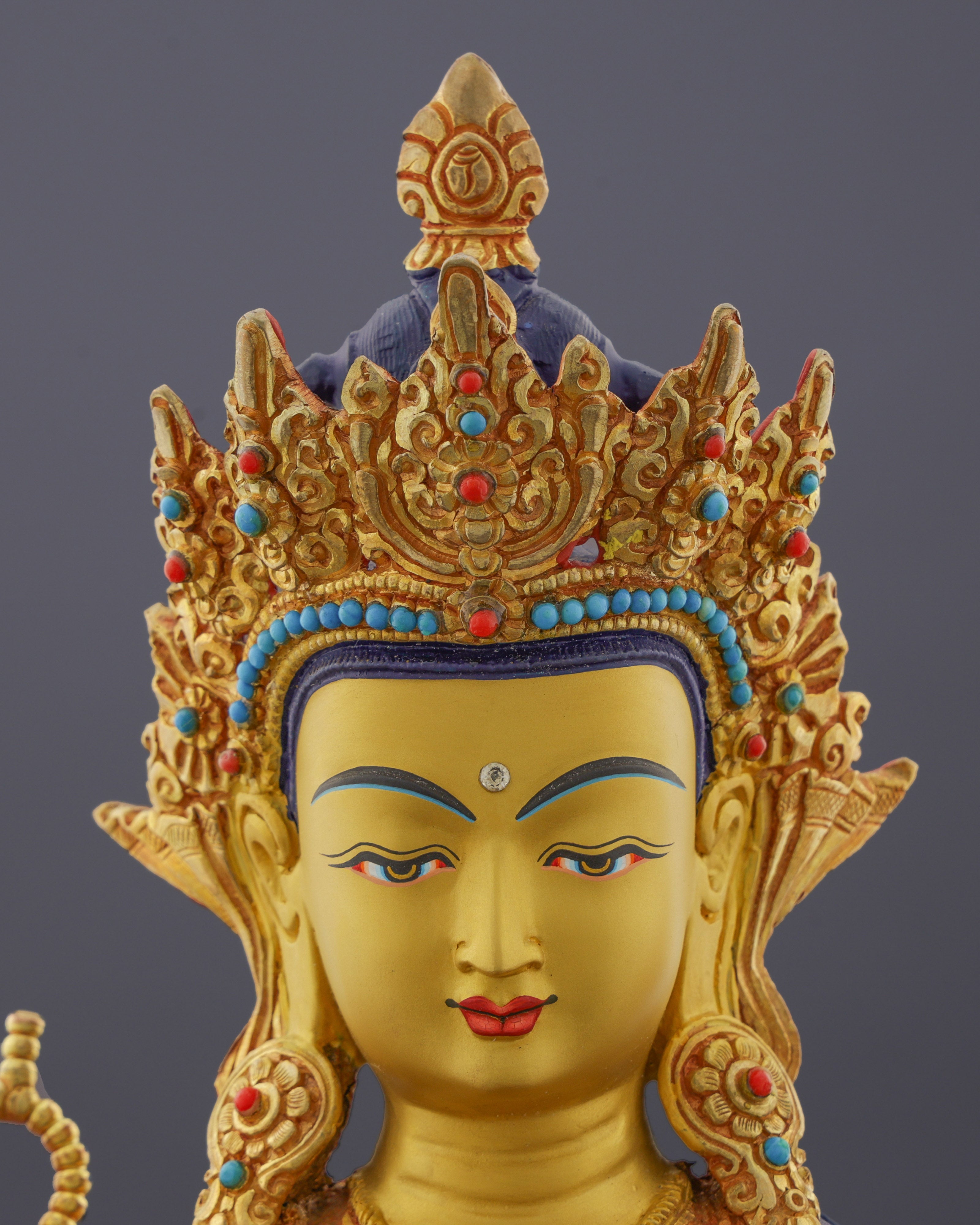 Radiant Compassion | Exquisite 24K Gold Gilded Chengresi Statue from Nepal