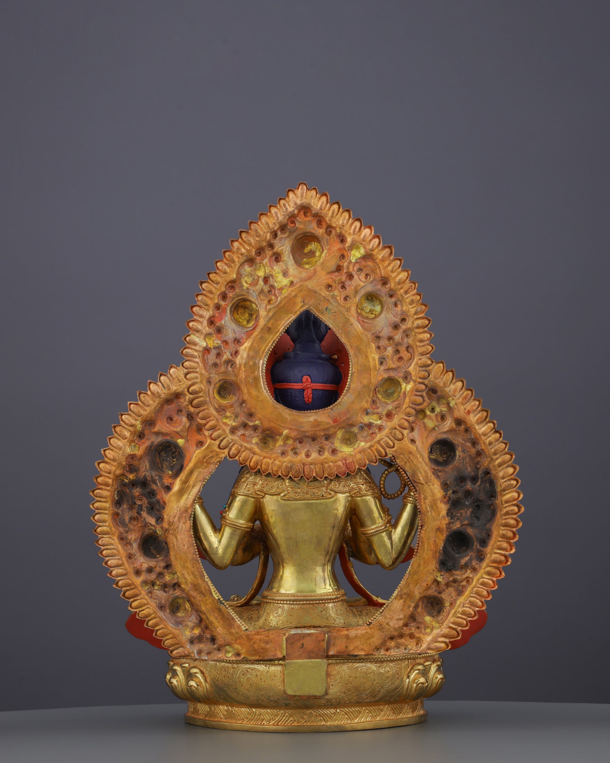 Radiant Compassion | Exquisite 24K Gold Gilded Chengresi Statue from Nepal - Authentic Handcrafted Statue