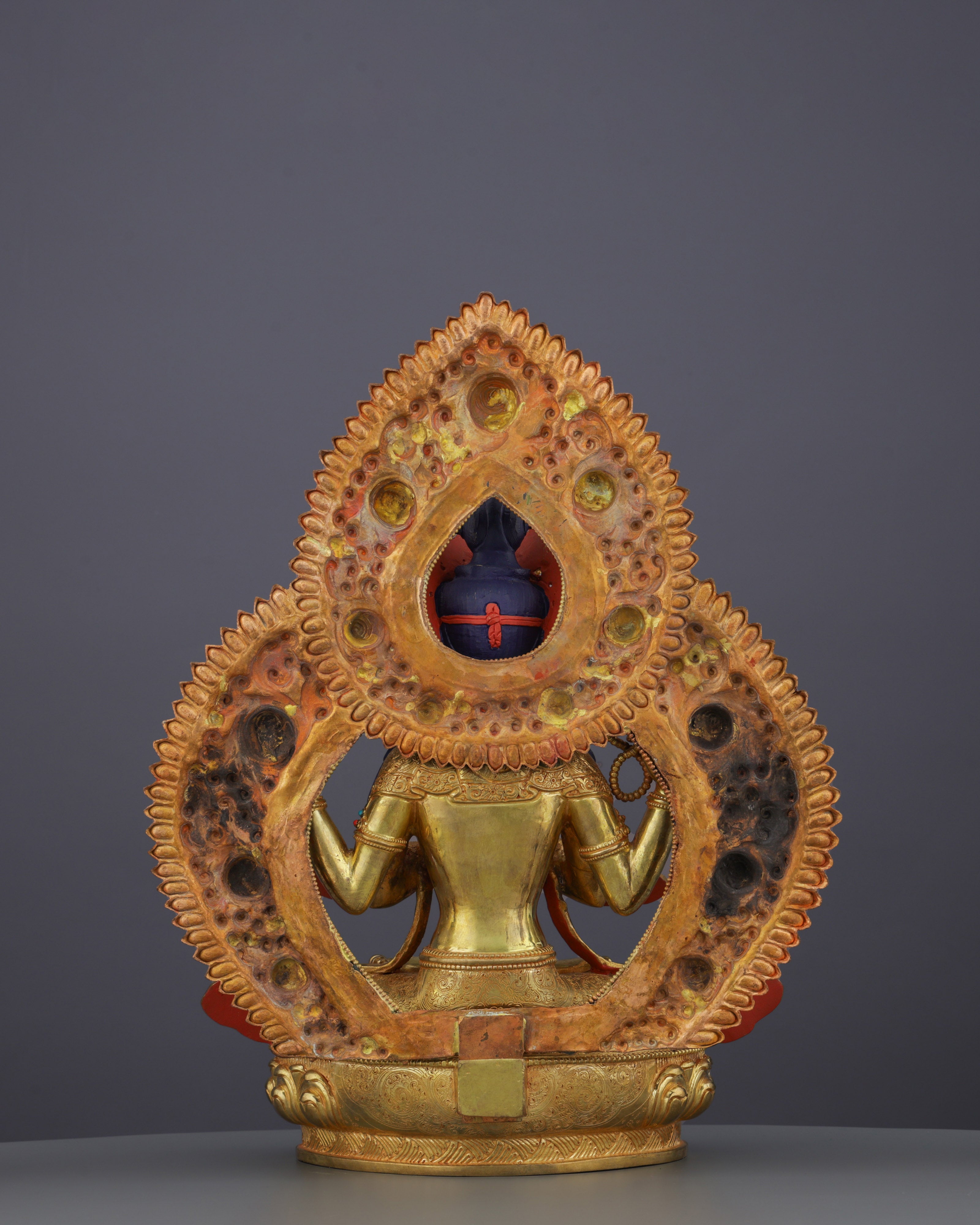 Radiant Compassion | Exquisite 24K Gold Gilded Chengresi Statue from Nepal