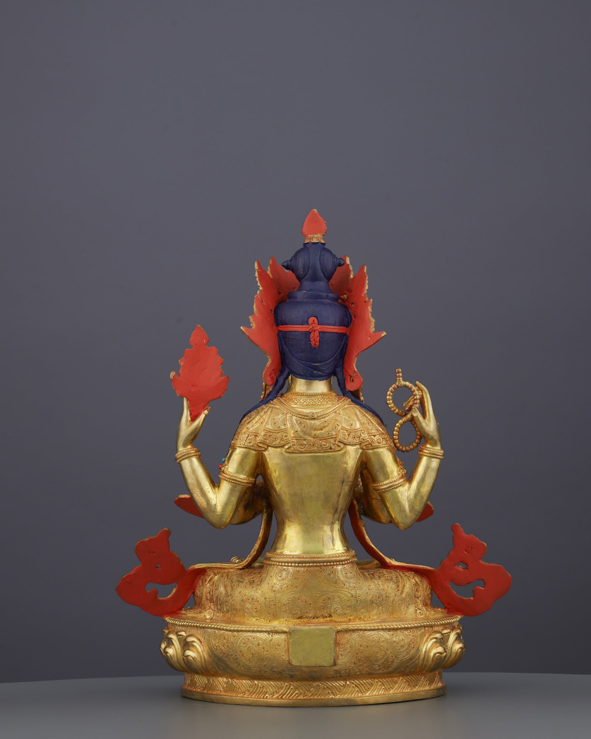 Radiant Compassion | Exquisite 24K Gold Gilded Chengresi Statue from Nepal - Authentic Handcrafted Statue