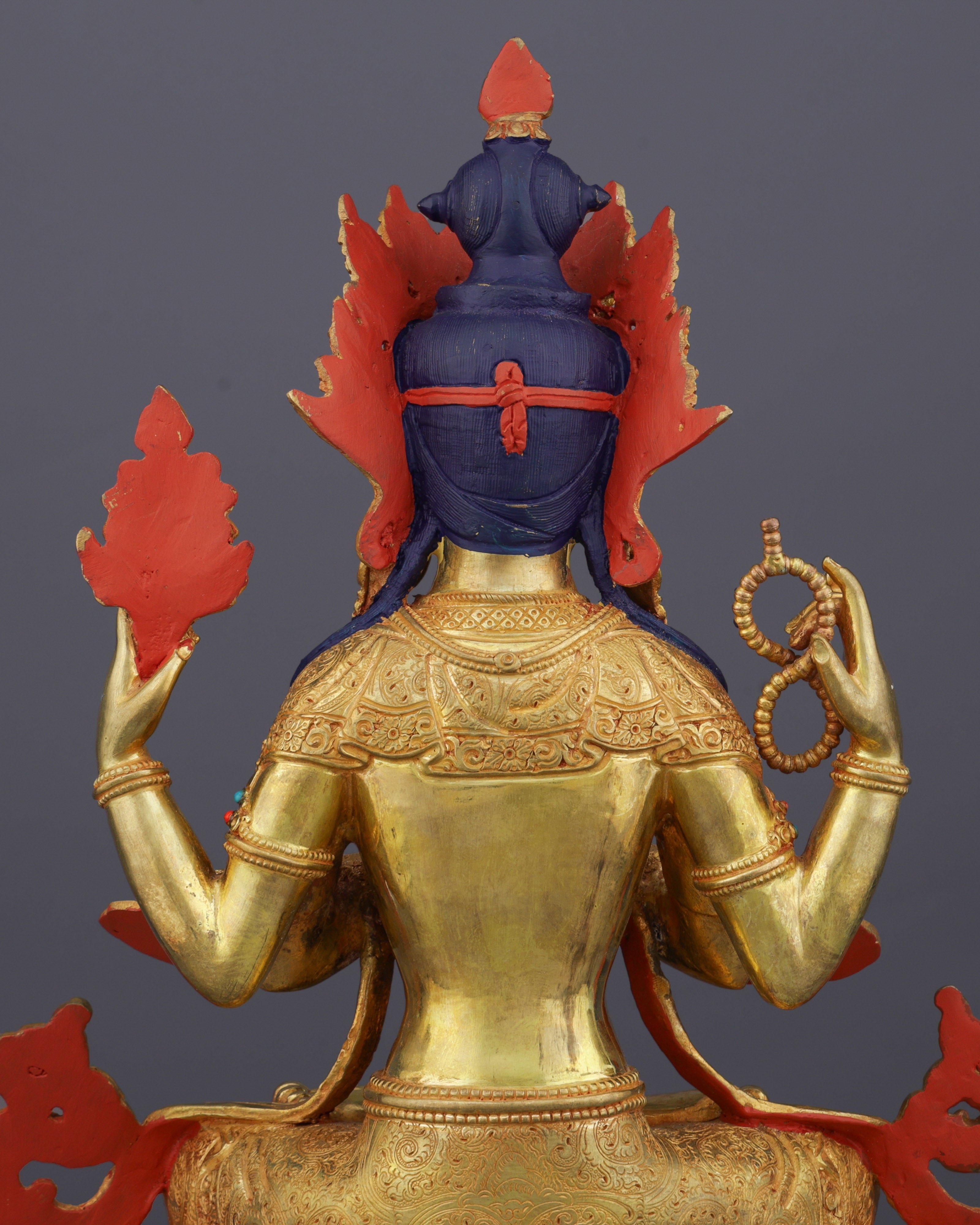 Radiant Compassion | Exquisite 24K Gold Gilded Chengresi Statue from Nepal