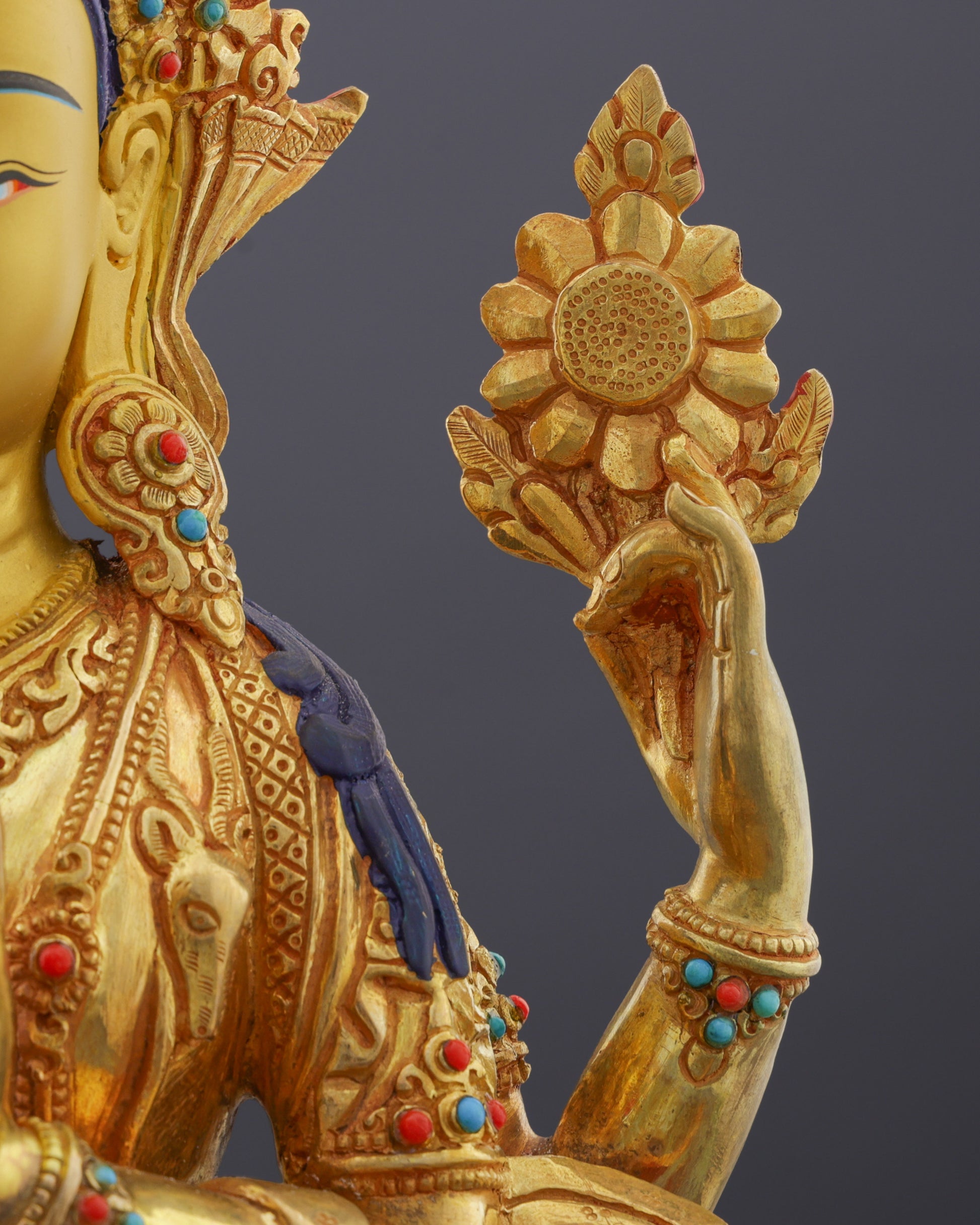 Radiant Compassion | Exquisite 24K Gold Gilded Chengresi Statue from Nepal - Authentic Handcrafted Statue