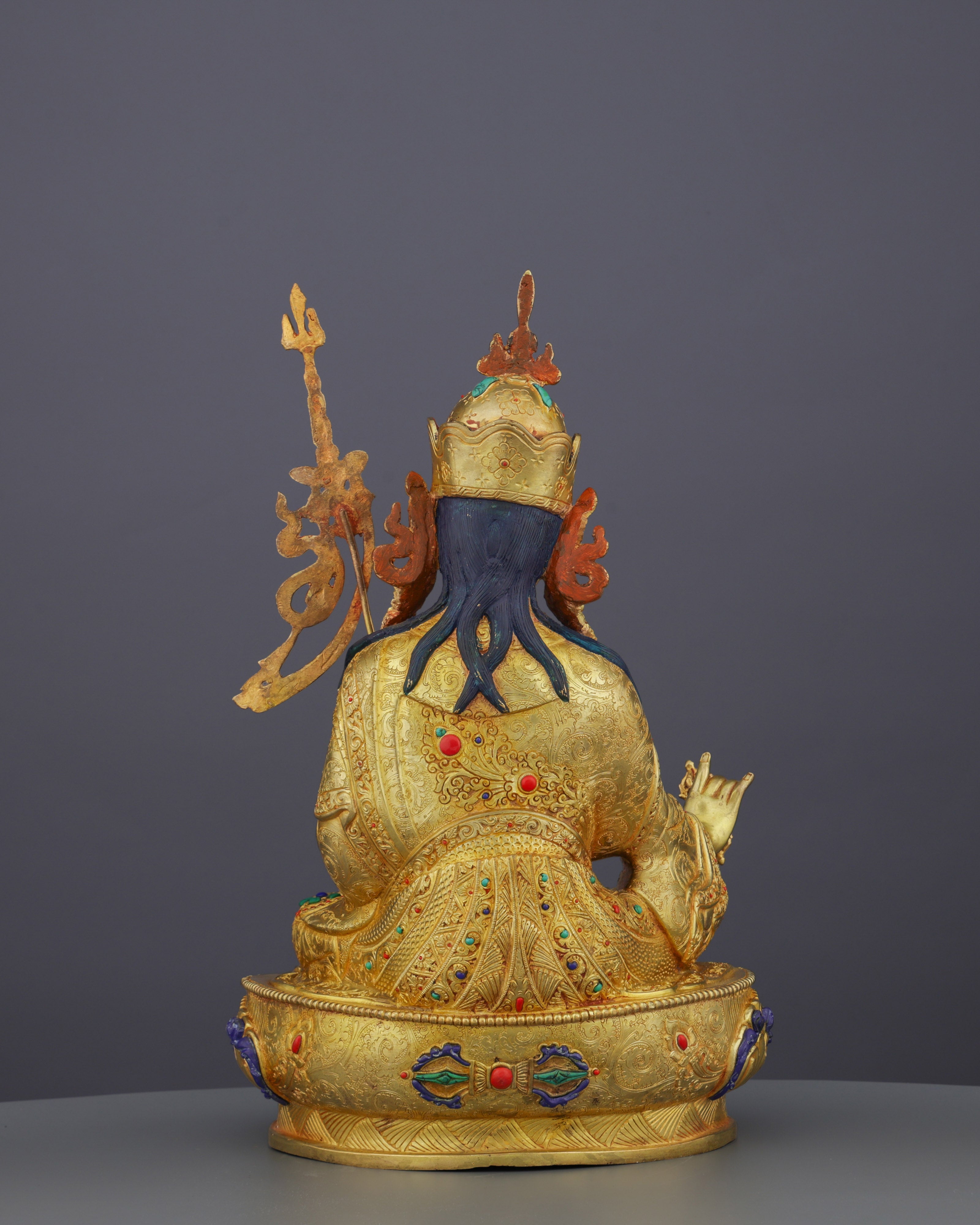 Divine Majesty | Handcrafted 24K Gold Gilded Guru Rinpoche Statue from Nepal