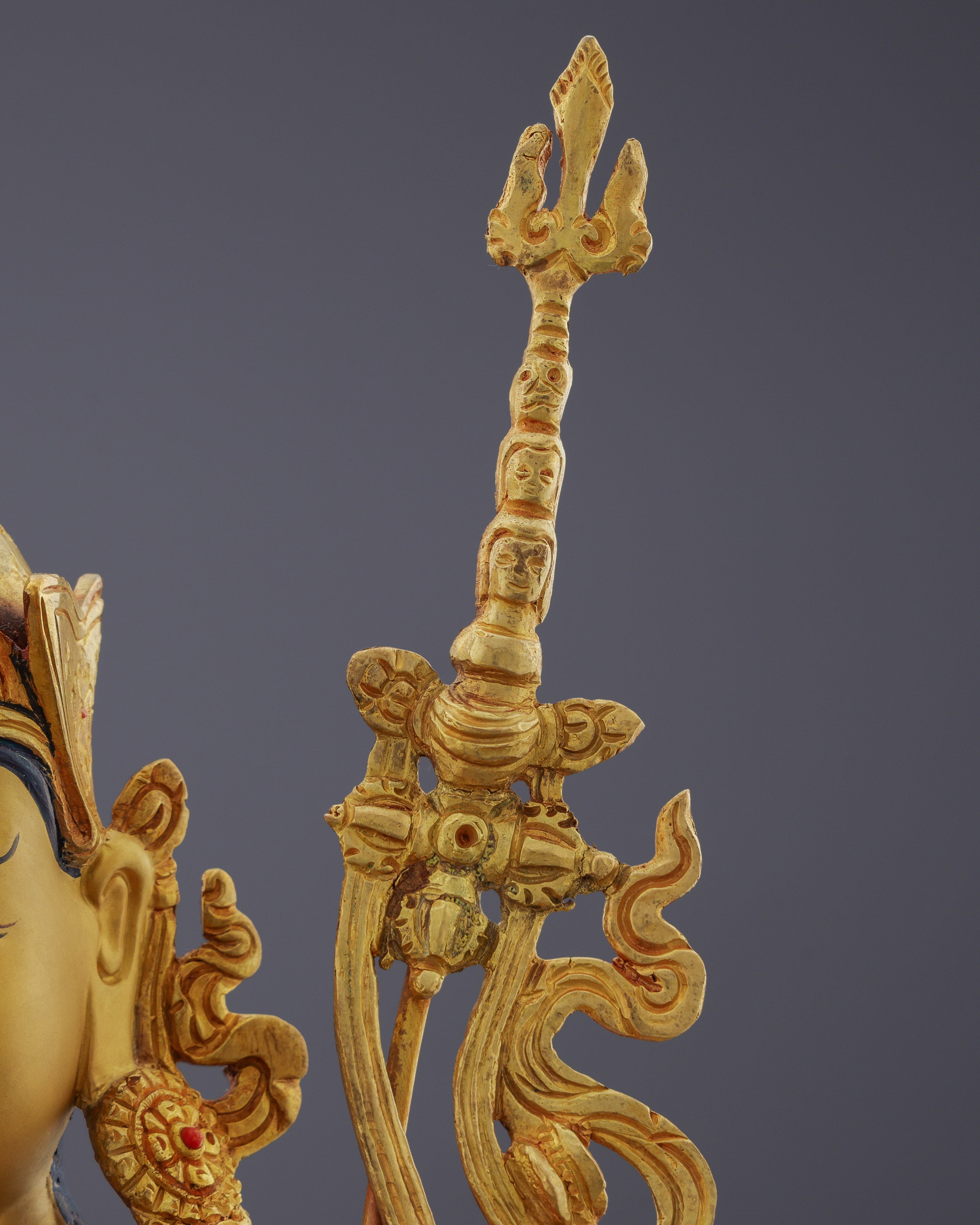 Divine Majesty | Handcrafted 24K Gold Gilded Guru Rinpoche Statue from Nepal