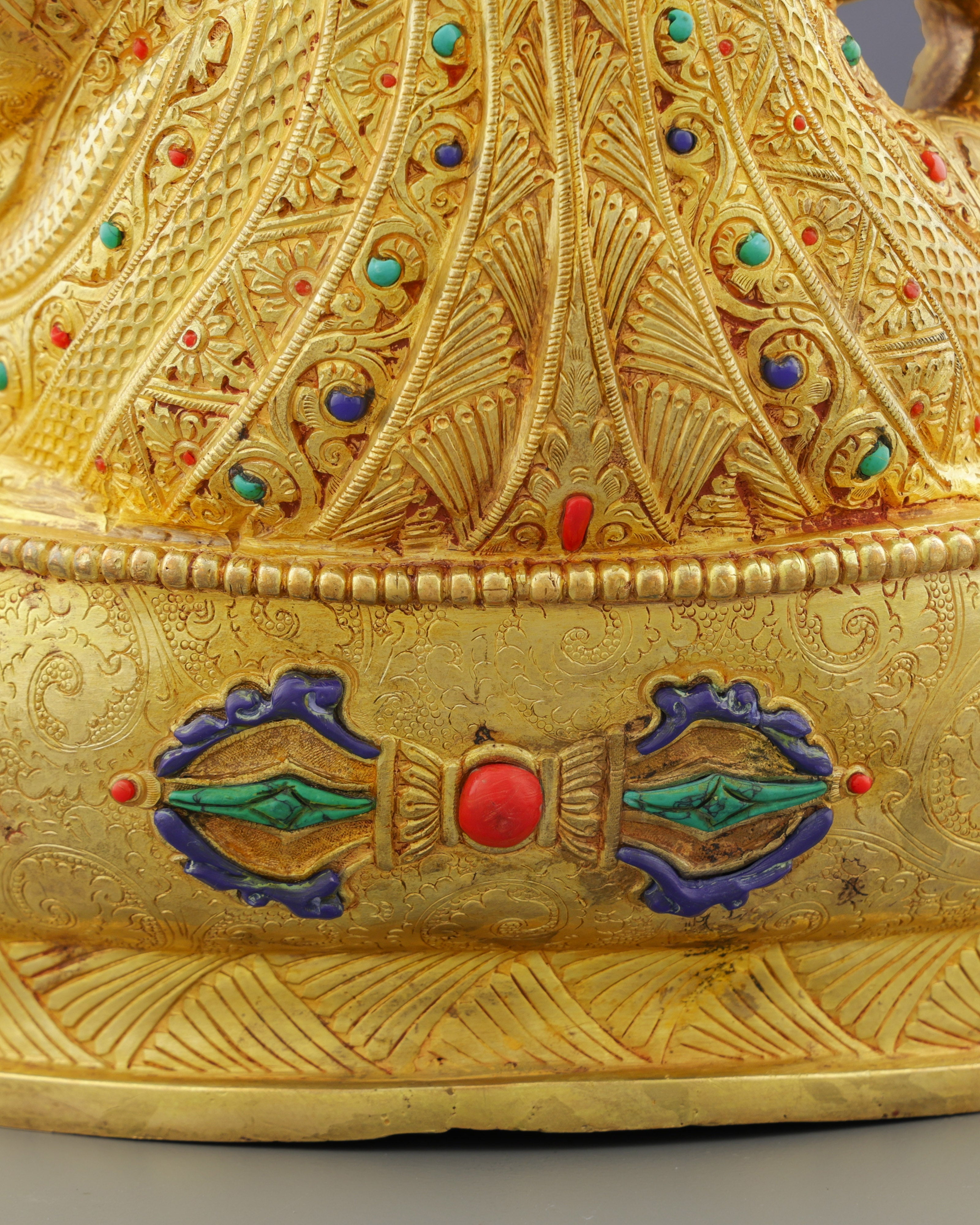 Divine Majesty | Handcrafted 24K Gold Gilded Guru Rinpoche Statue from Nepal