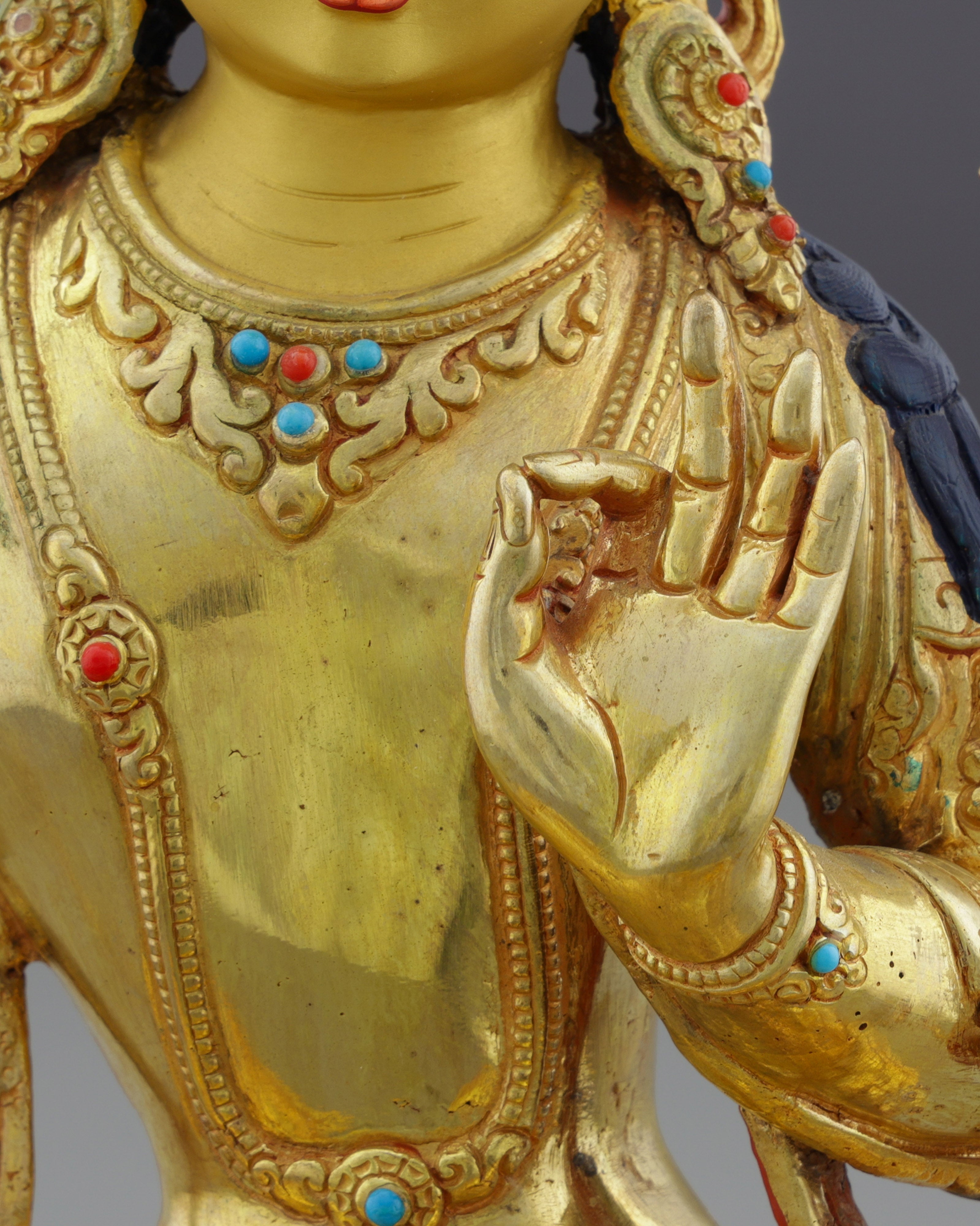 Sword of Wisdom | Magnificent 24K Gold Gilded Manjushri Buddha Statue from Nepal