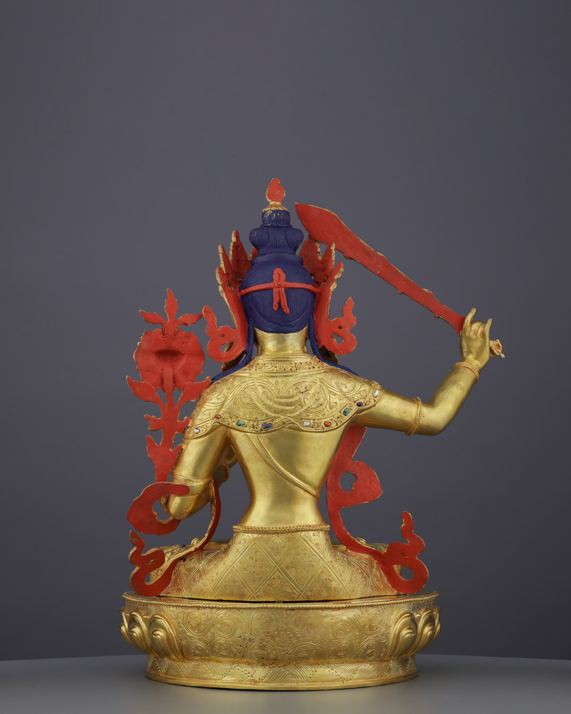 Divine Enlightenment | Masterful 24K Gold Gilded Manjushri Buddha Statue from Nepal - Authentic Handcrafted Statue