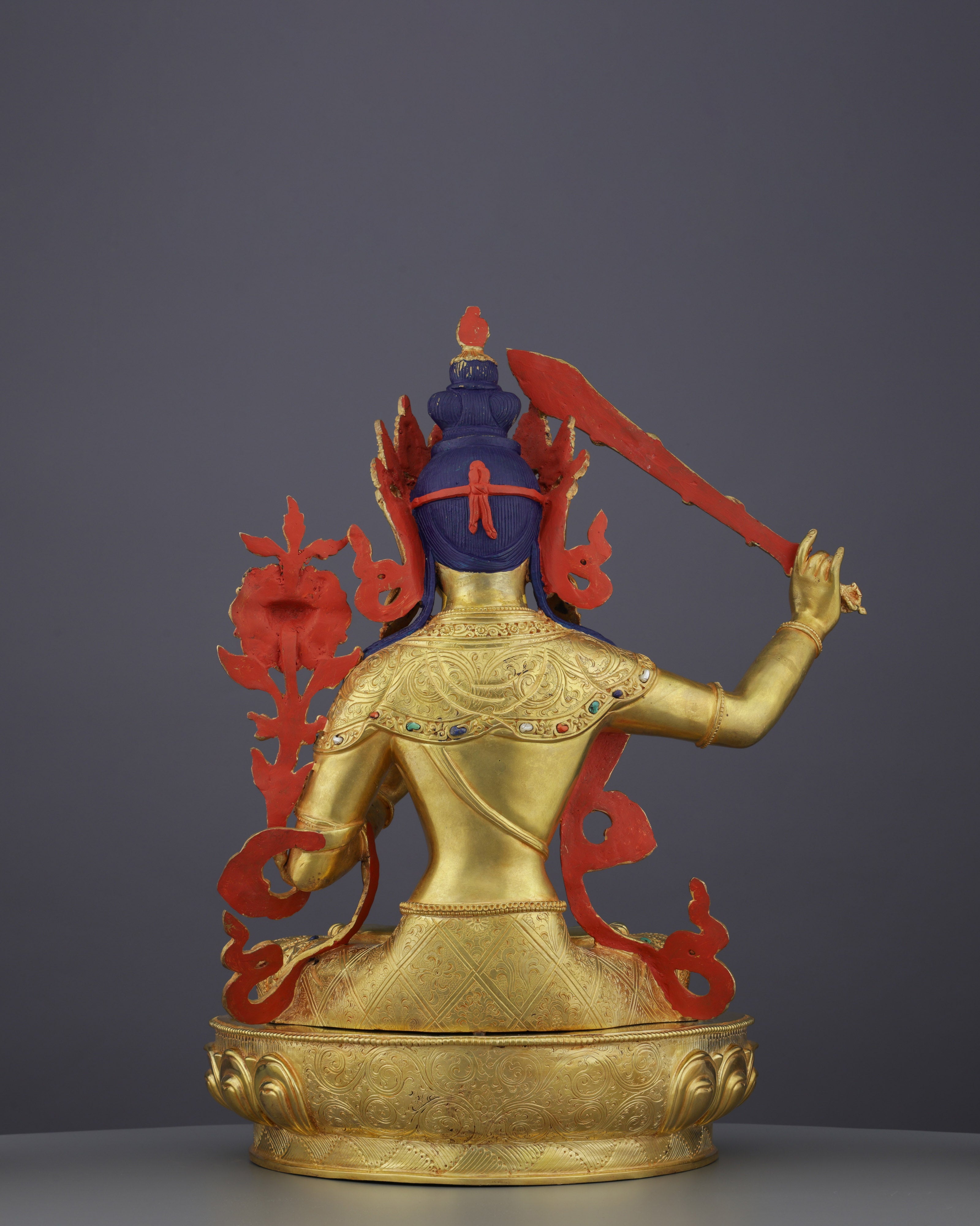 Divine Enlightenment | Masterful 24K Gold Gilded Manjushri Buddha Statue from Nepal