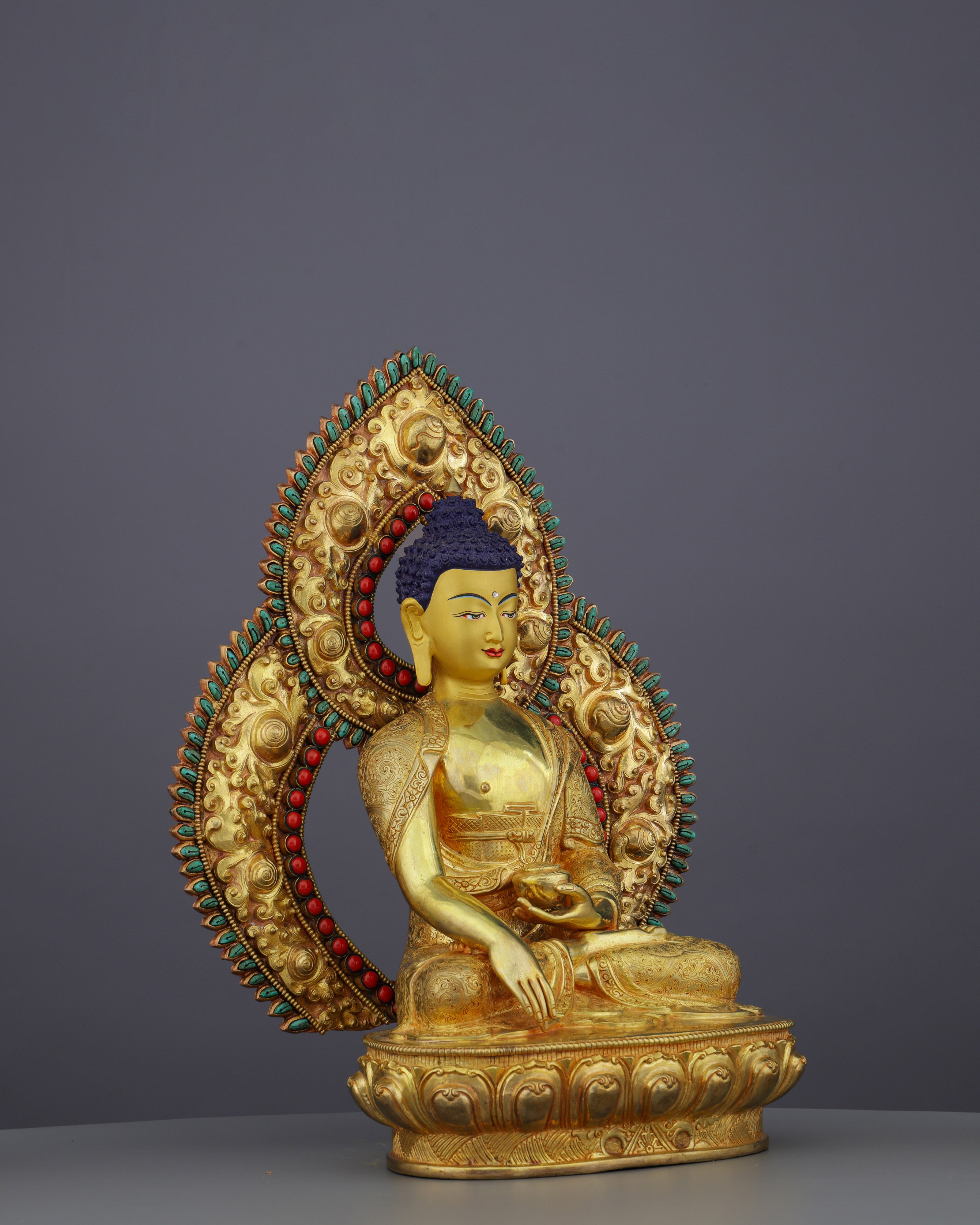 Eternal Enlightenment | Handcrafted 24K Gold Gilded Sakyamuni Buddha Statue from Nepal