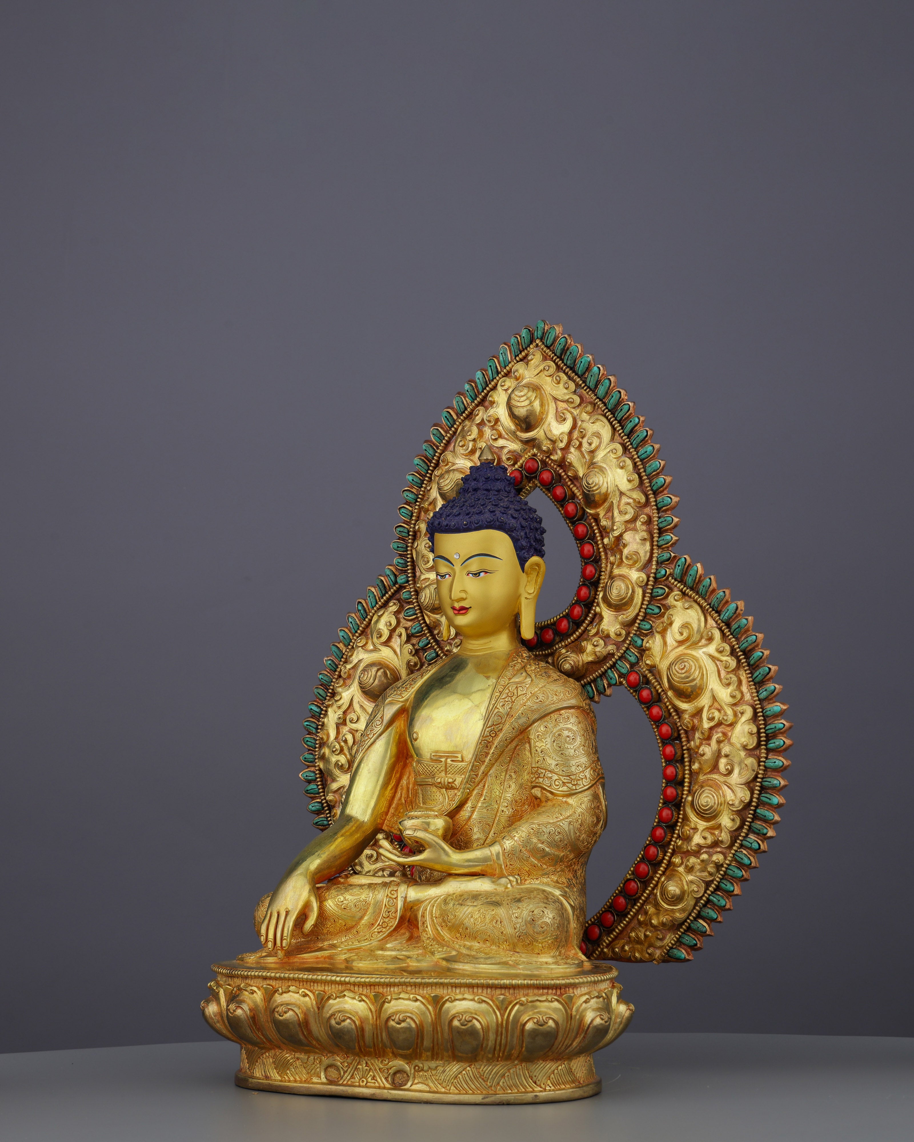 Eternal Enlightenment | Handcrafted 24K Gold Gilded Sakyamuni Buddha Statue from Nepal